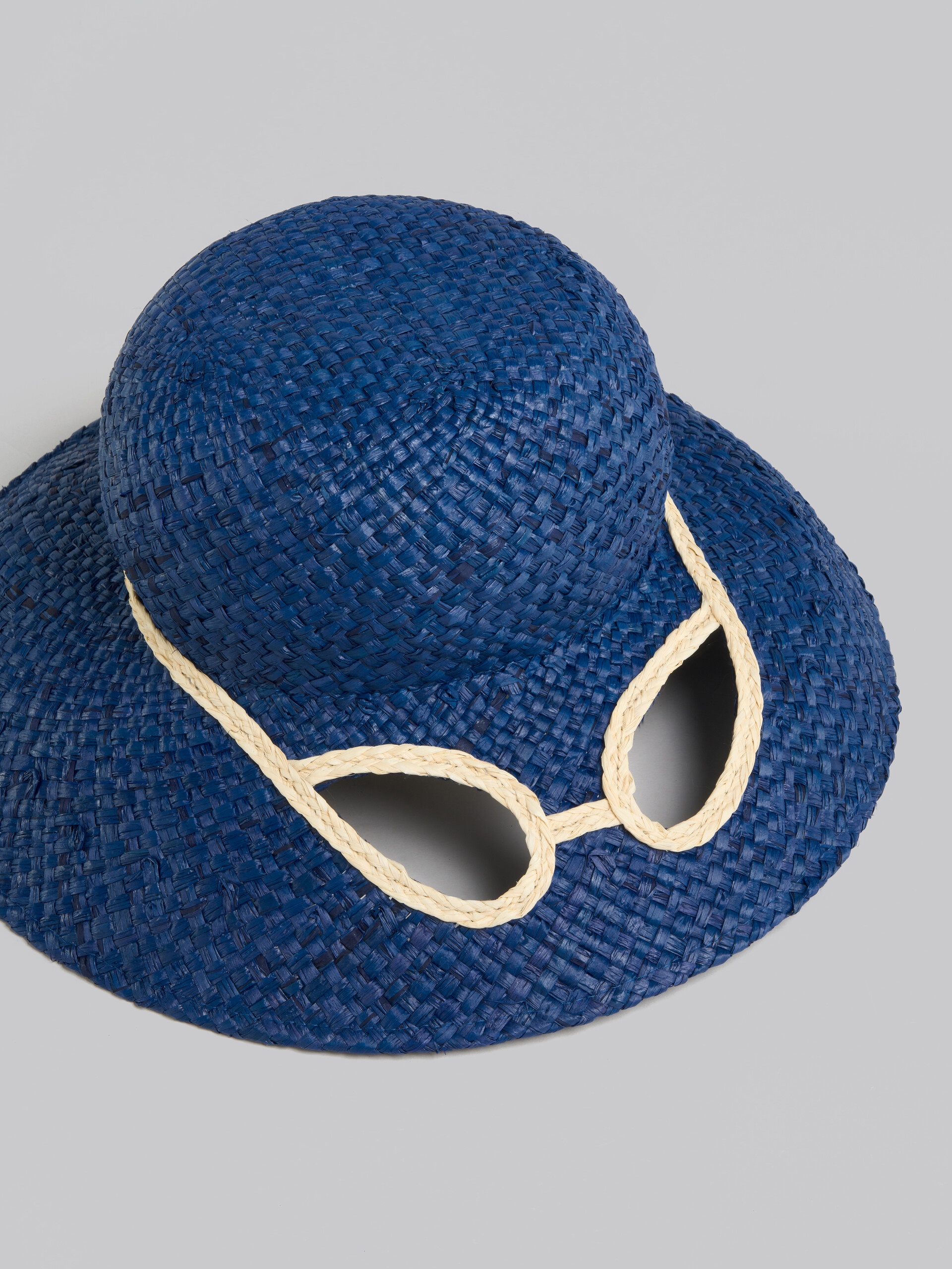 MARNI X NO VACANCY INN - BLUE HAT IN RAFFIA WITH CUT-OUTS - 4