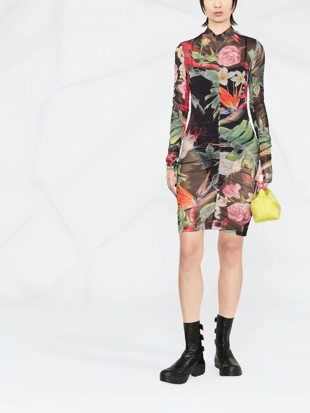 floral-print short dress - 2