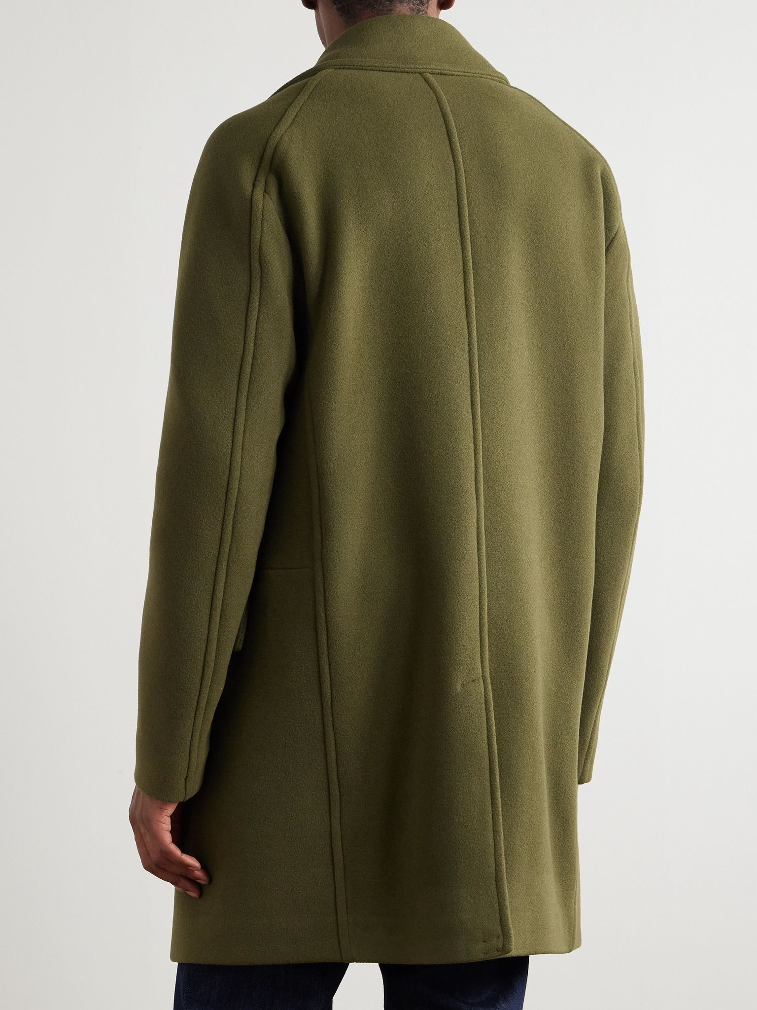 Amir Double-Breasted Brushed Wool-Blend Coat Green - 3