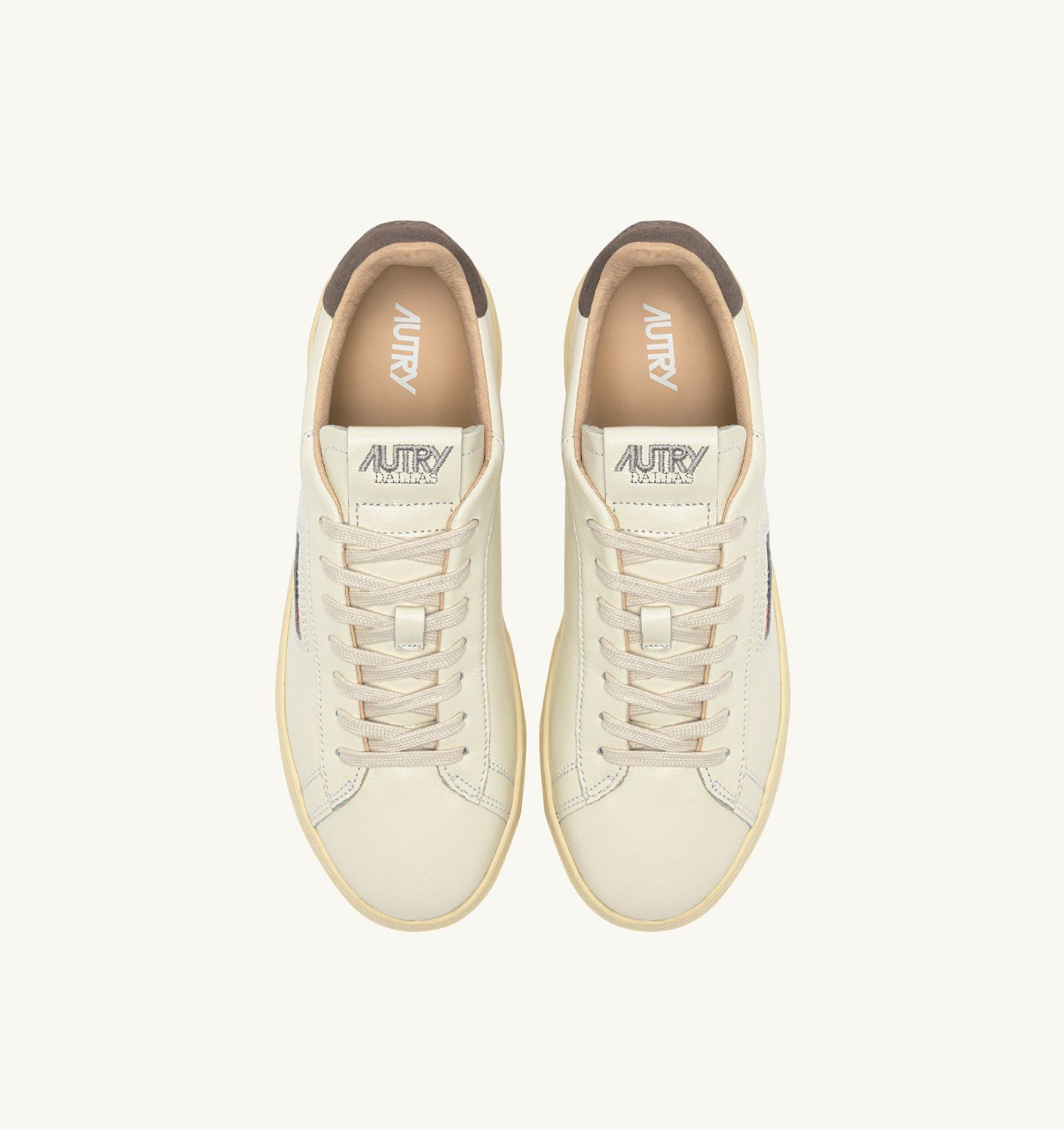 DALLAS LOW SNEAKERS IN MARSHMALLOW AND MOREL LEATHER - 6