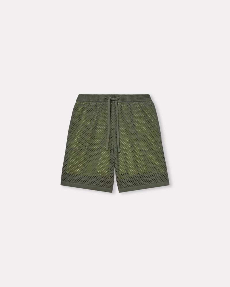 Embroidered knitted crochet shorts in cotton mesh - 1