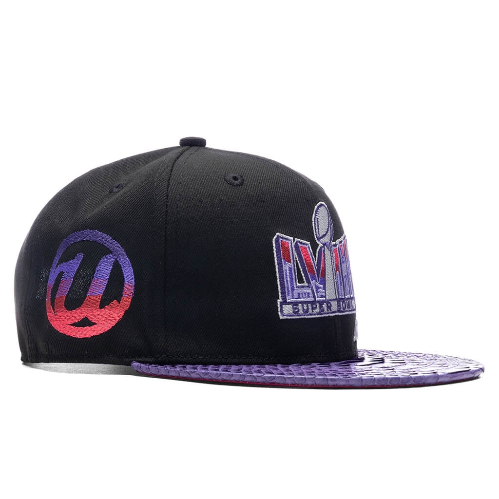 JUST DON X USHER SUPER BOWL LVIII 9FIFTY SNAPBACK HAT - BLACK/PURPLE PYTHON - 3