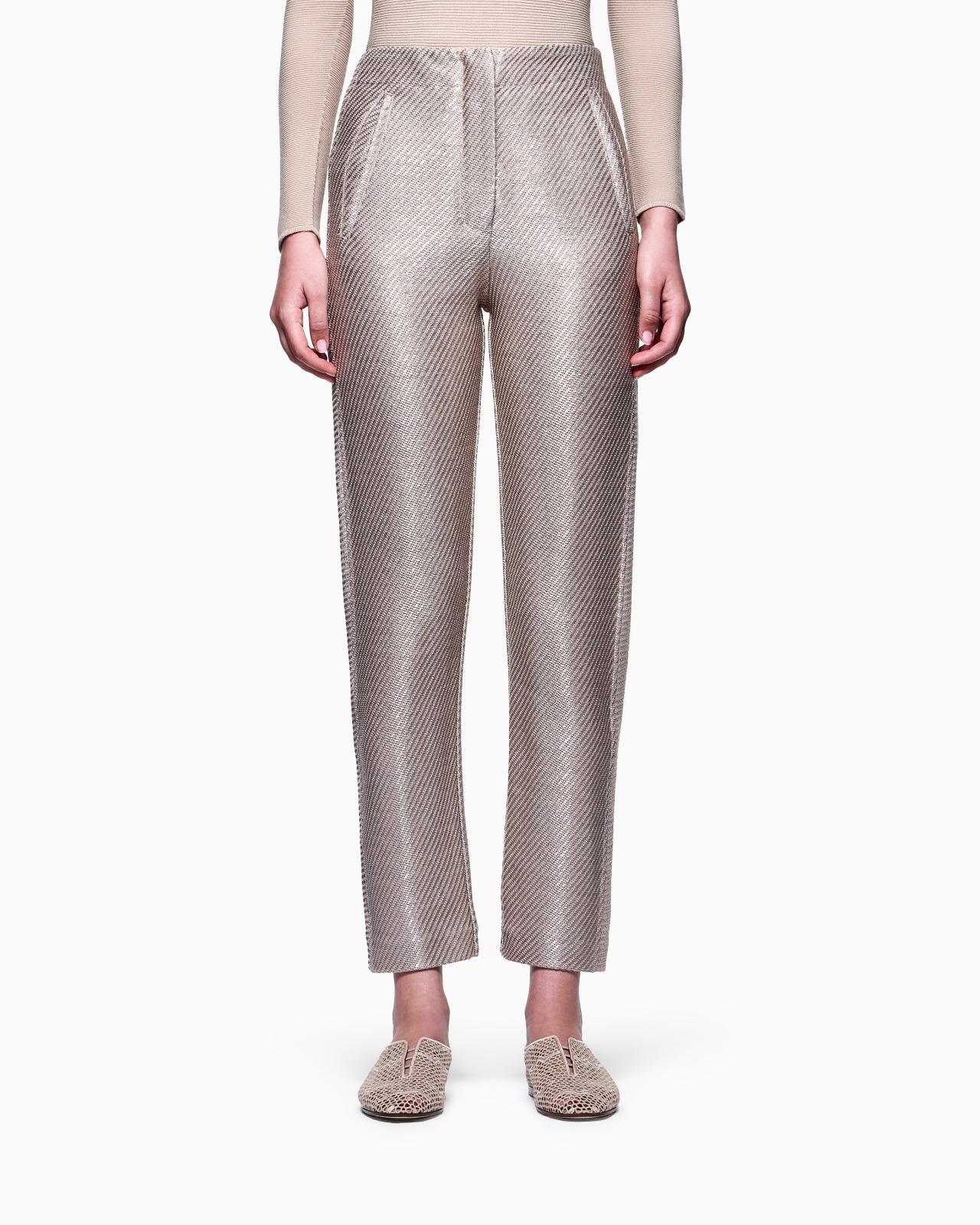 RAFFIA-EFFECT COTTON AND VISCOSE TROUSERS - 4