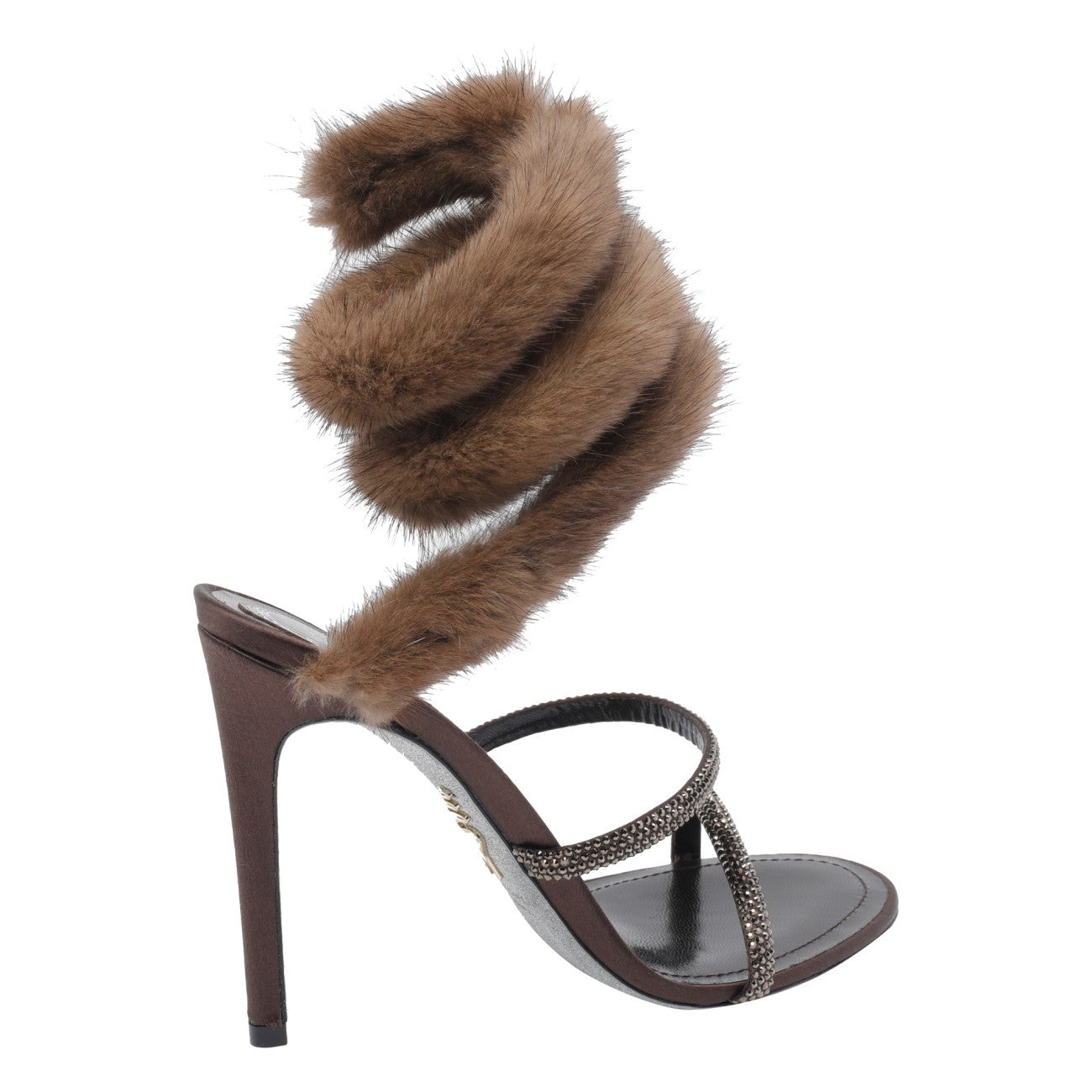 René Caovilla Women Heeled Sandal With Real Fur Details - 3