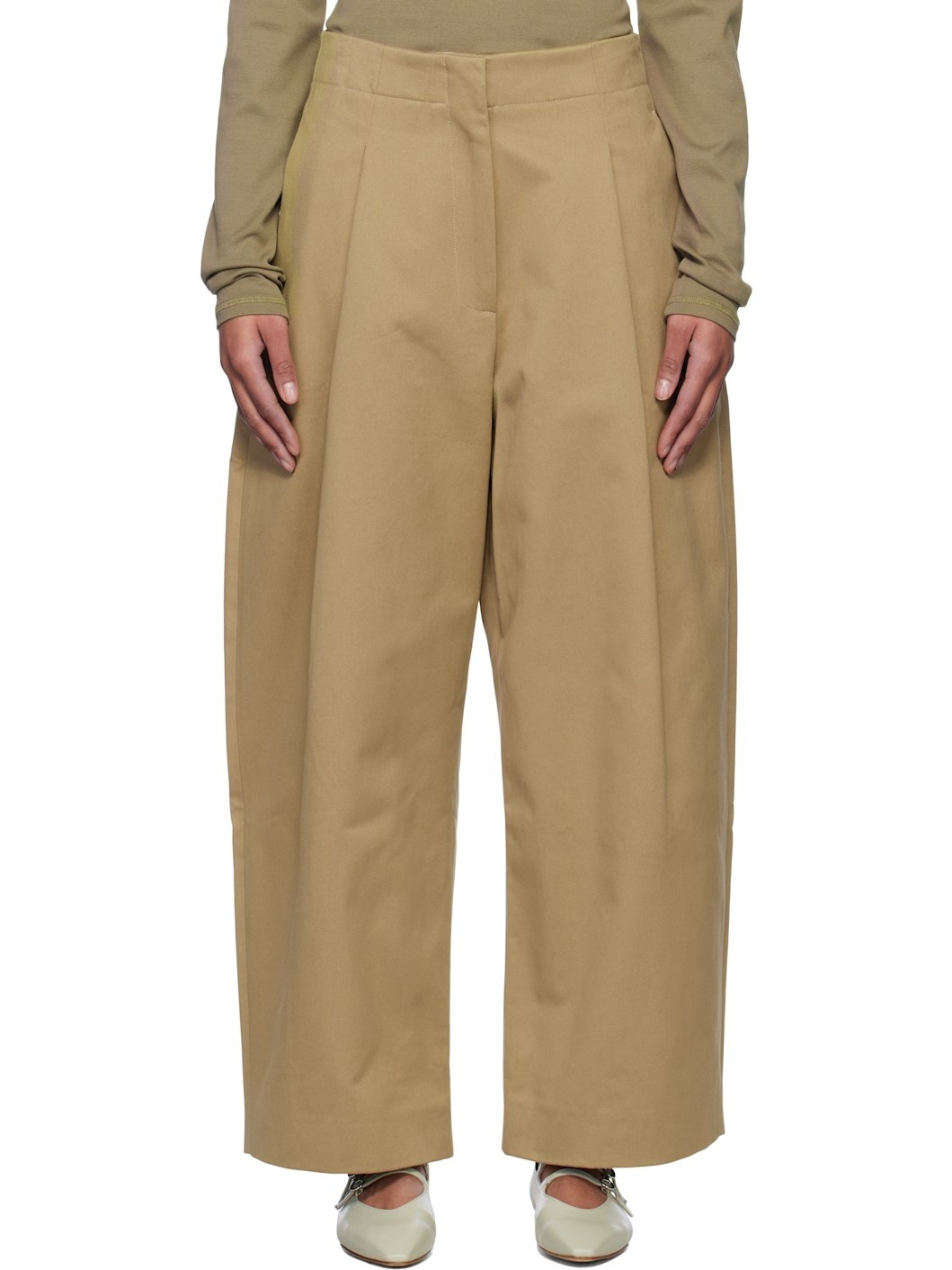 Tan Dordoni Volume Trousers - 1