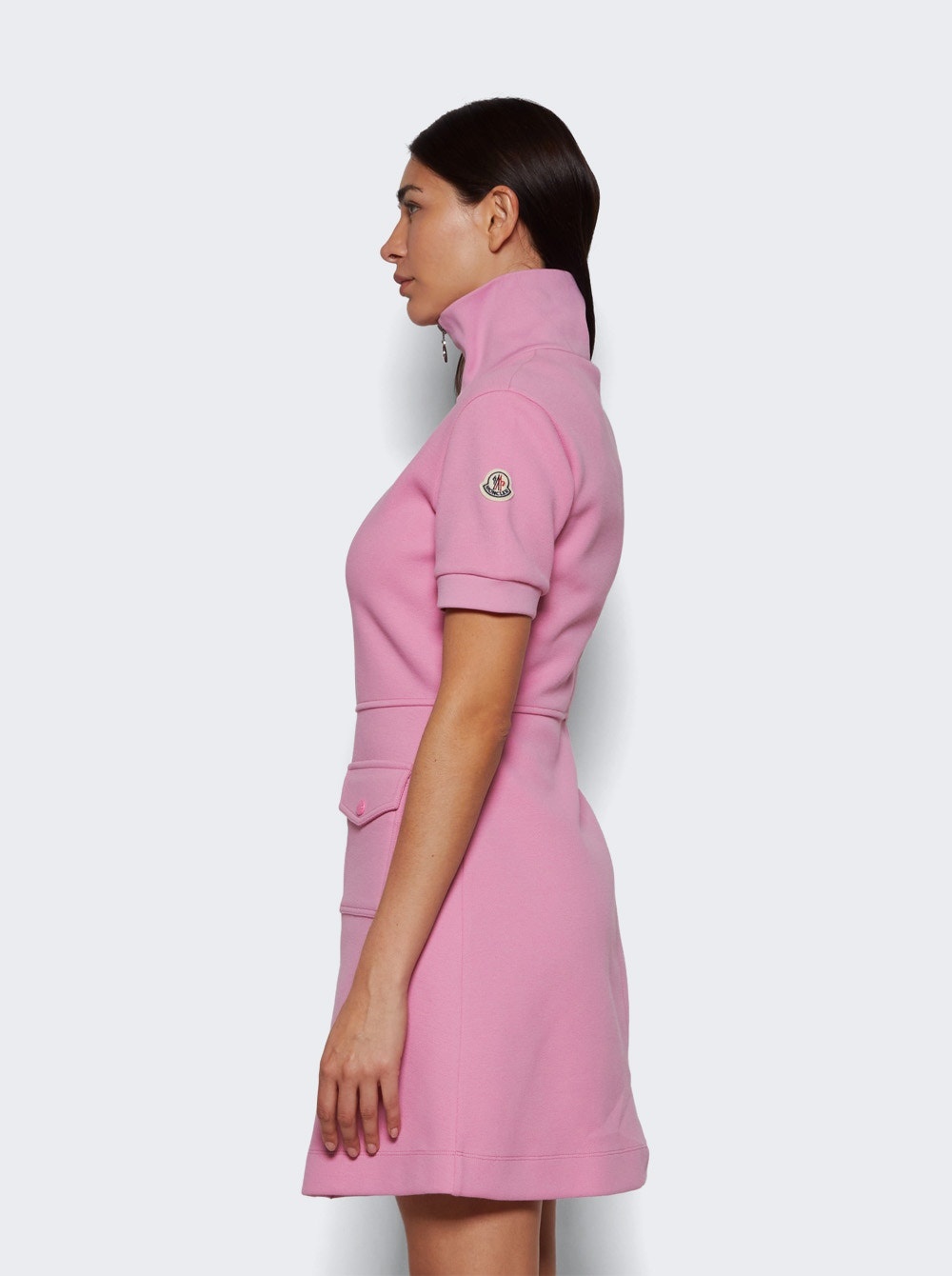 Short Sleeve Zip-Front Mini Dress Pink - 4