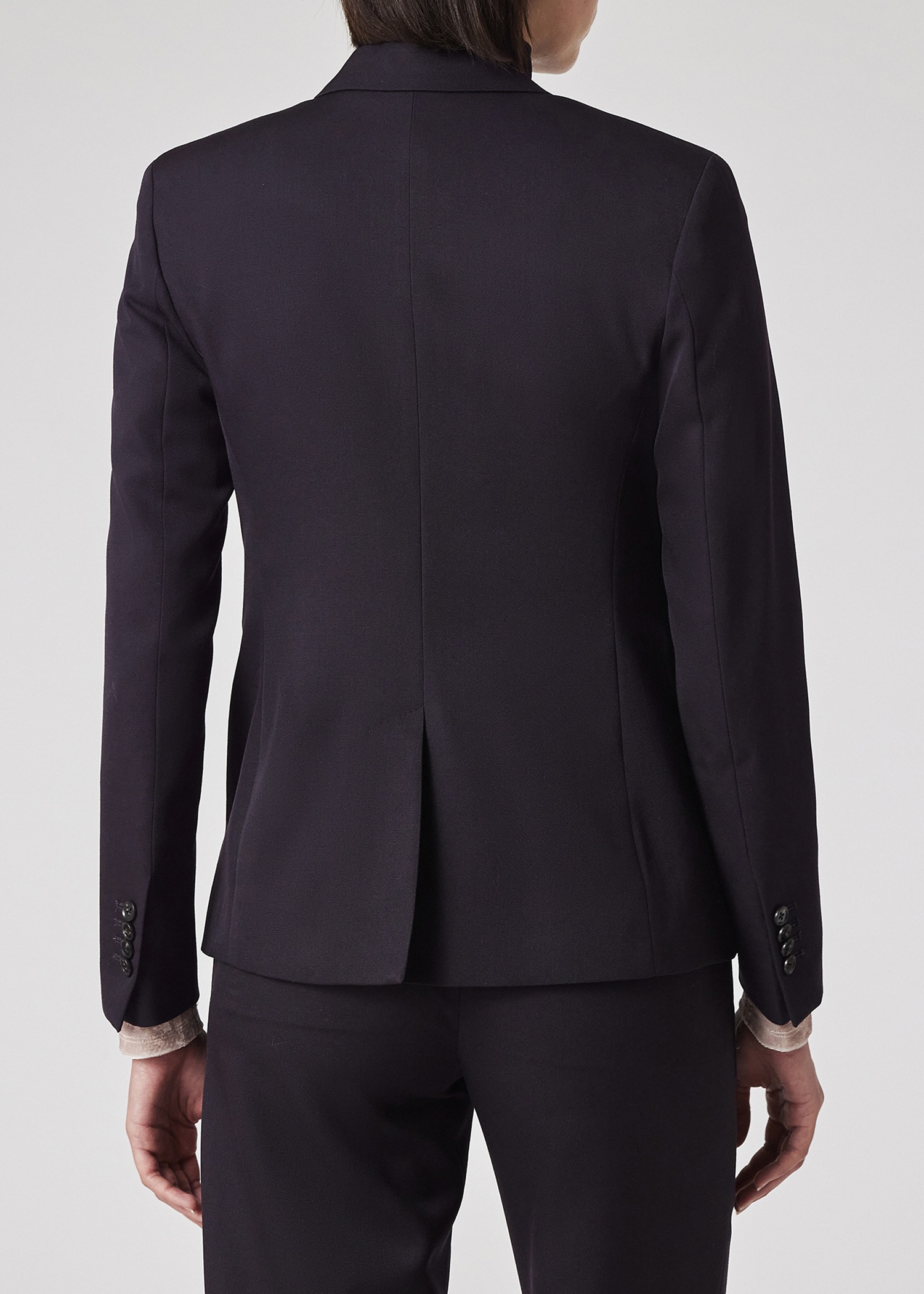 Women's Dark Purple One-Button Wool Gabardine Blazer - 8