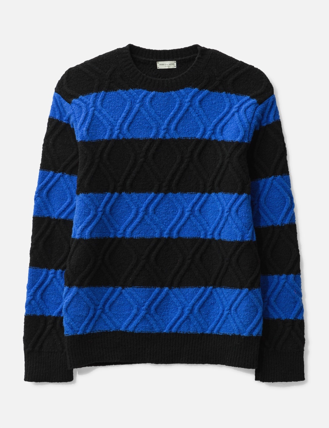 BLOCK STRIPED CREW NECK SWEATER - 1