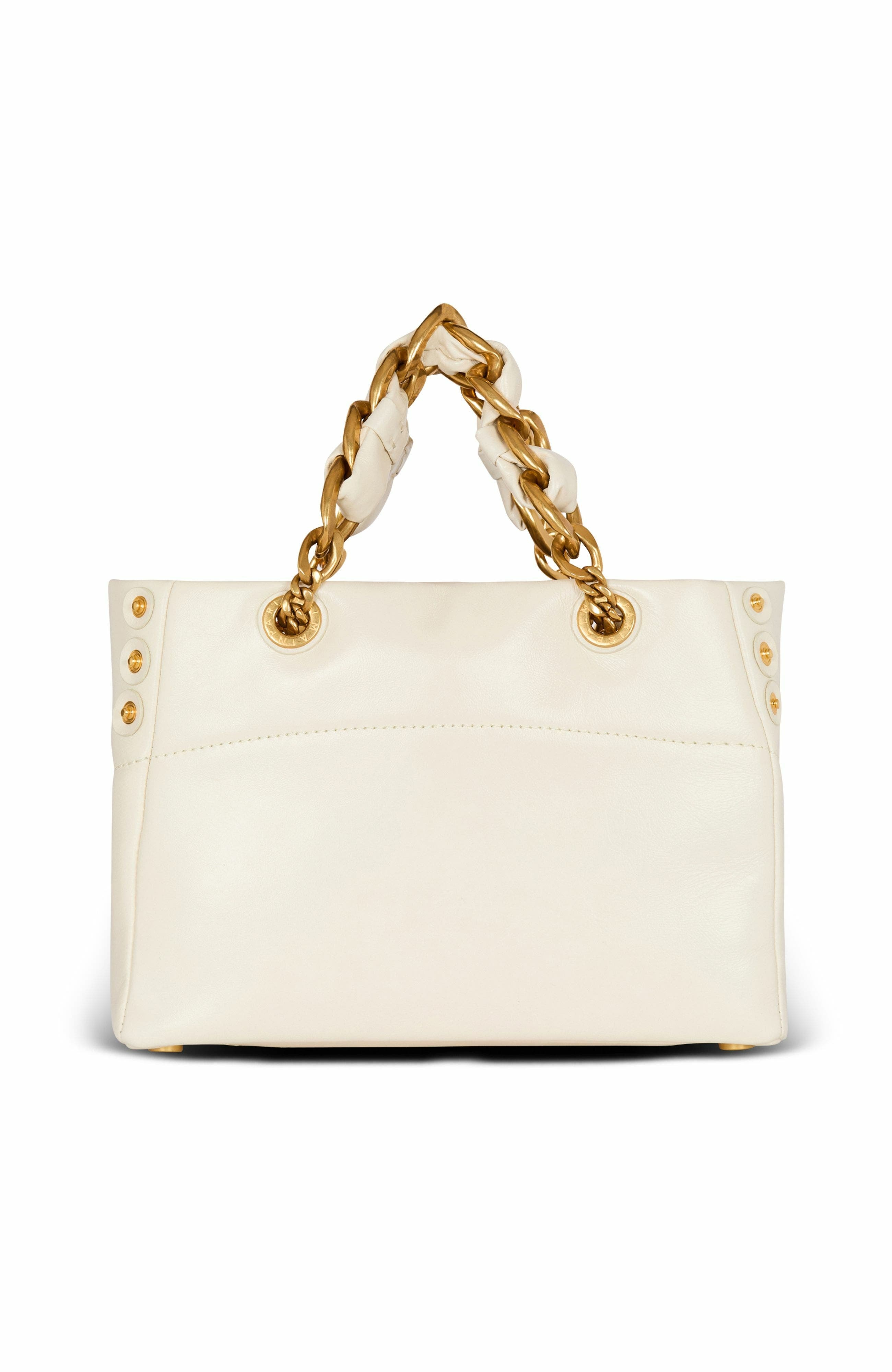 Balmain 1945 Soft Small crinkled leather tote bag in White at Nordstrom - 2