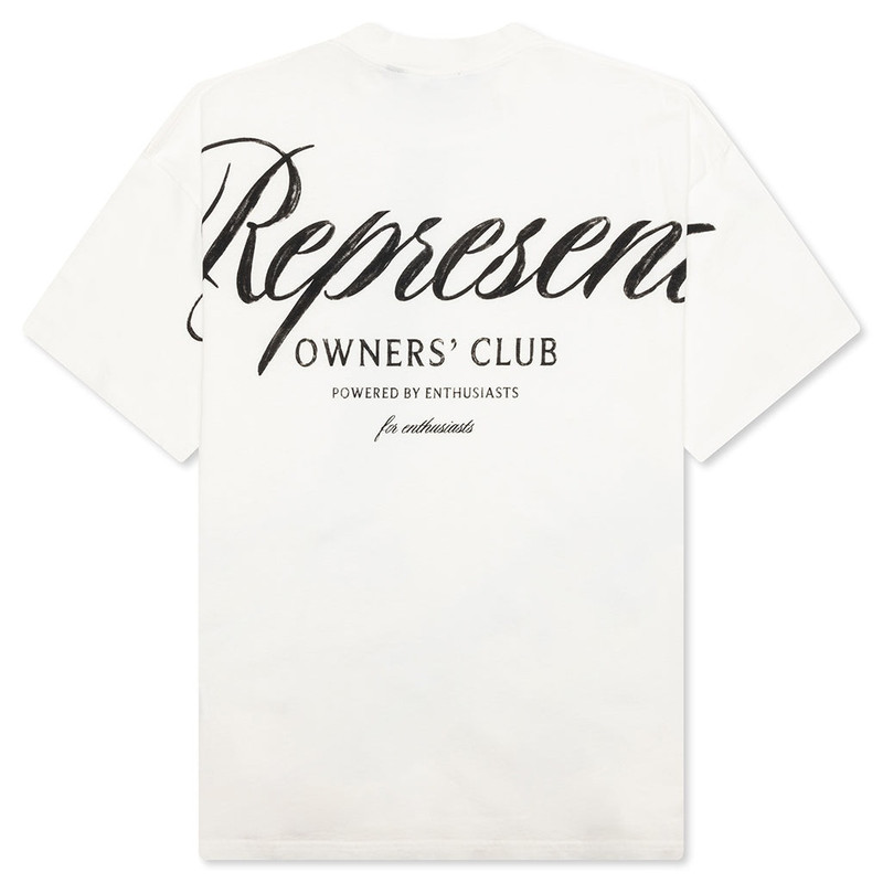 REPRESENT OWNERS CLUB SCRIPT T-SHIRT - FLAT WHITE outlook