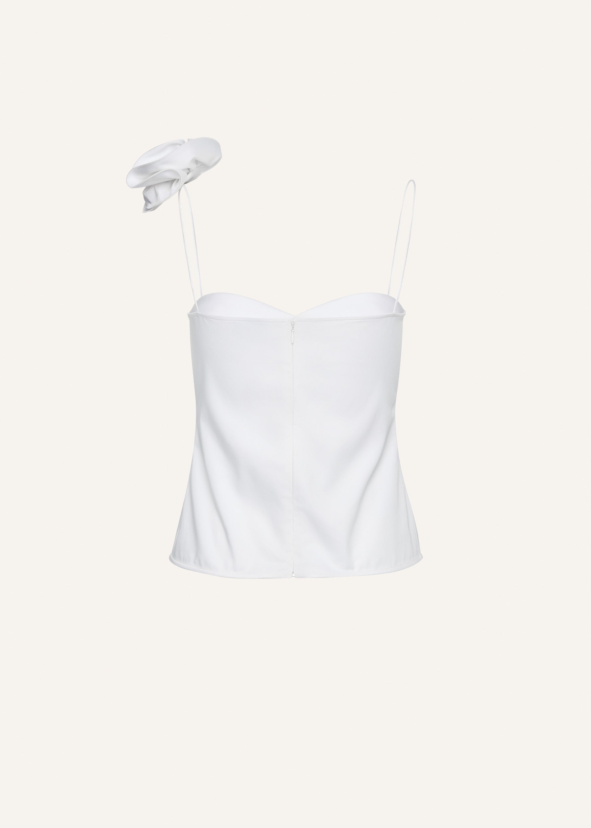 Flower appliqué silk tank in white - 2