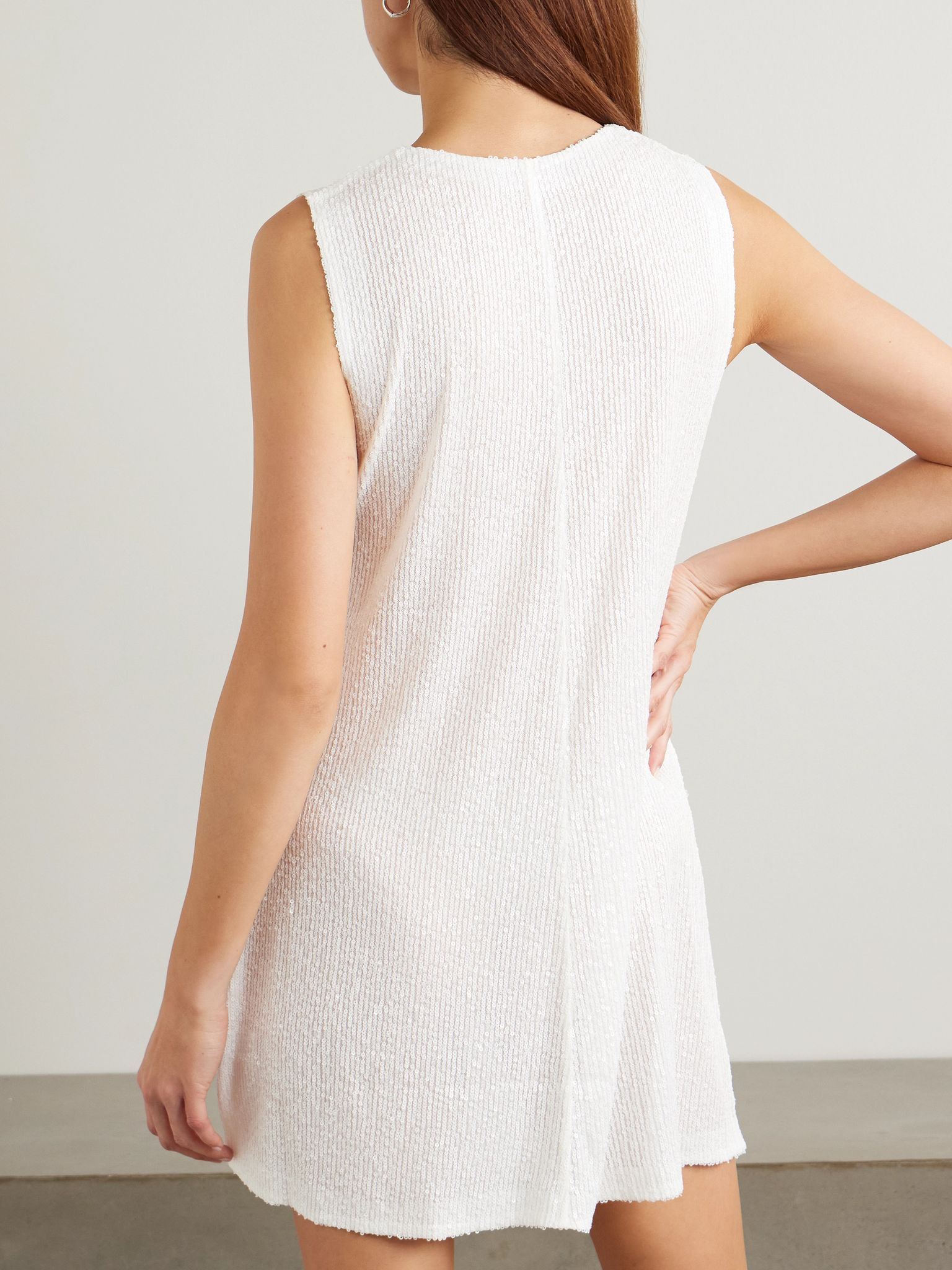 Sequined jersey mini dress White - 3