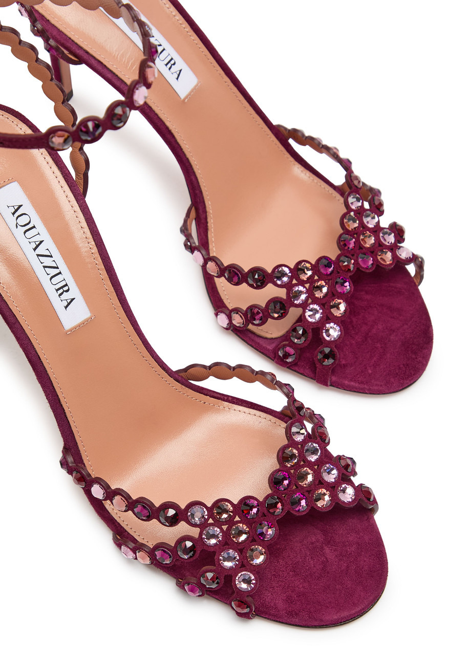 Aquazzura Tequila 85 Embellished Suede Sandals - 3