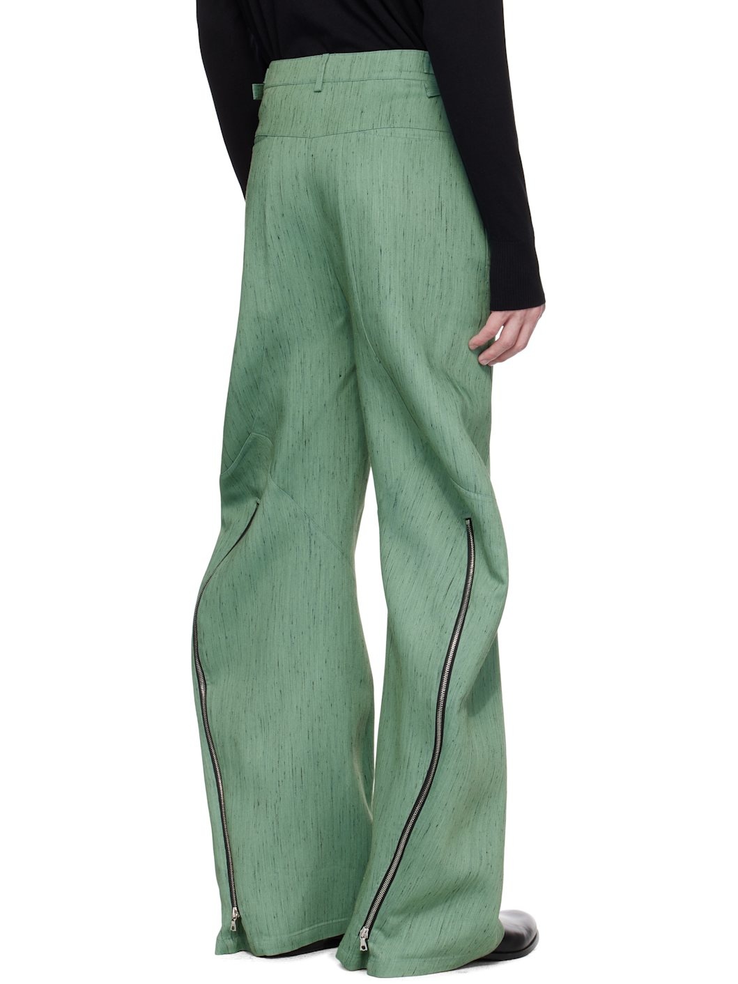 SSENSE Exclusive Green Articulated Back-Zip Trousers - 3