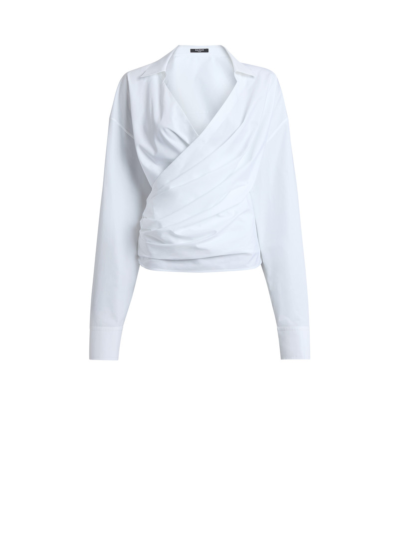 Draped cotton poplin shirt 1