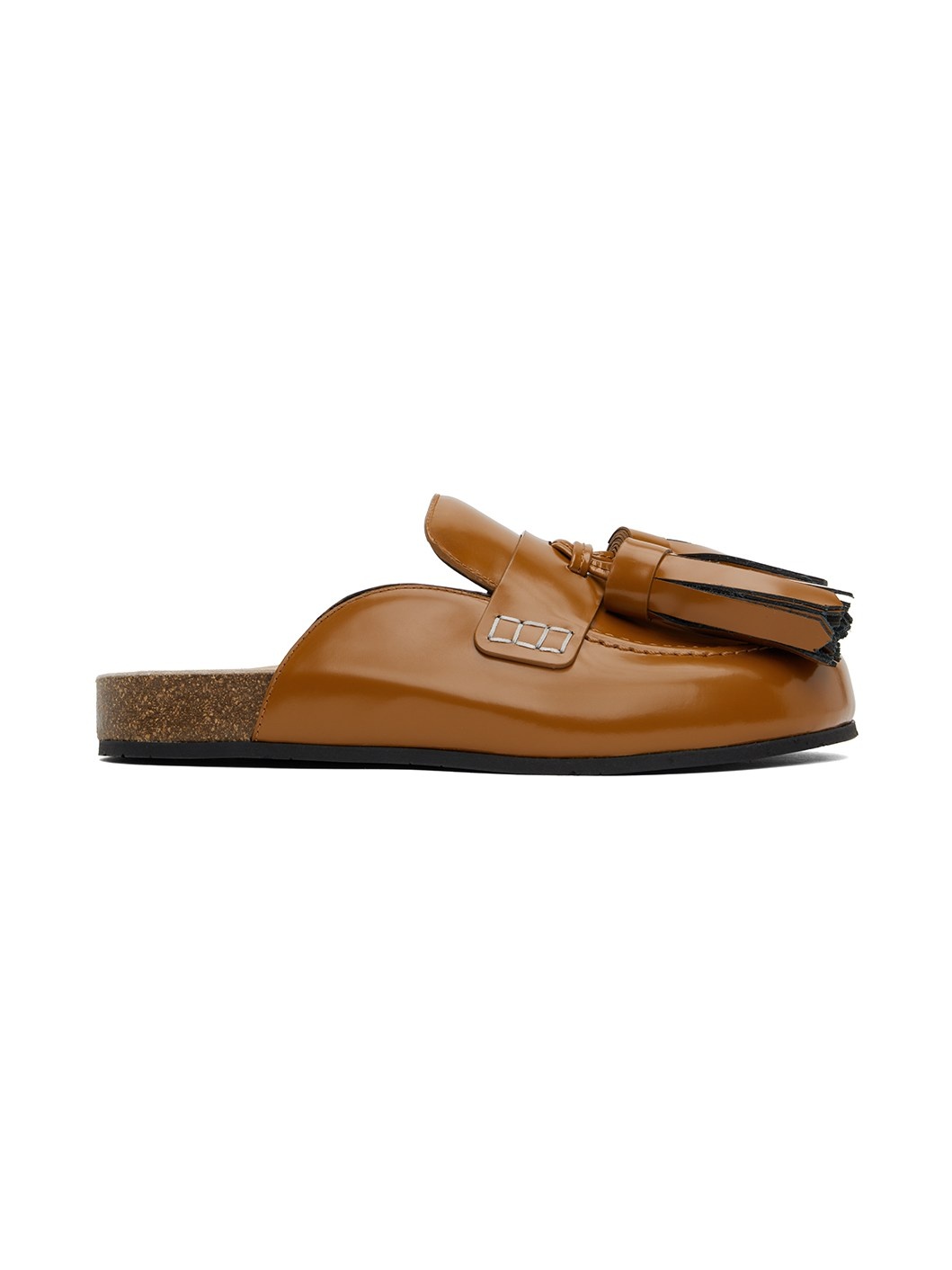 Tan Tassel Leather Loafers - 1