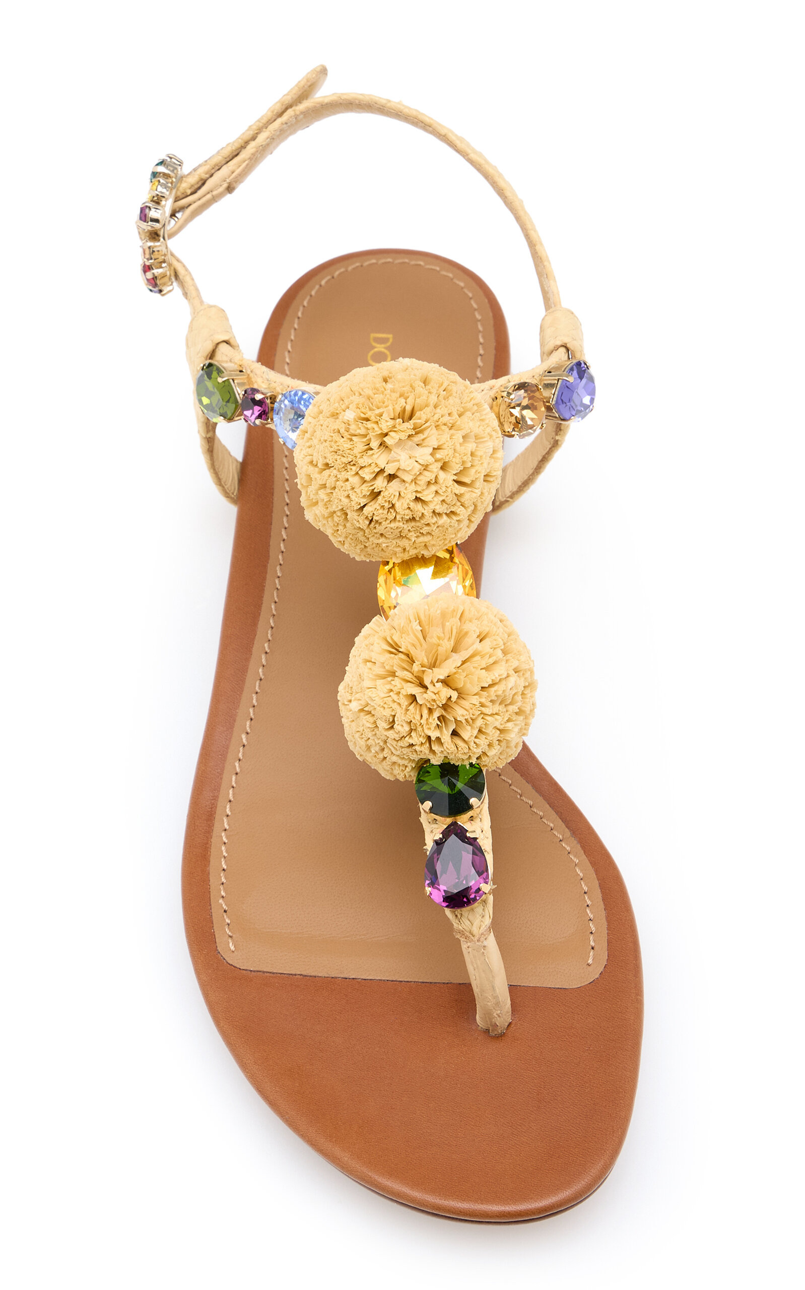 Embellished Raffia Thong Sandals multi - 3