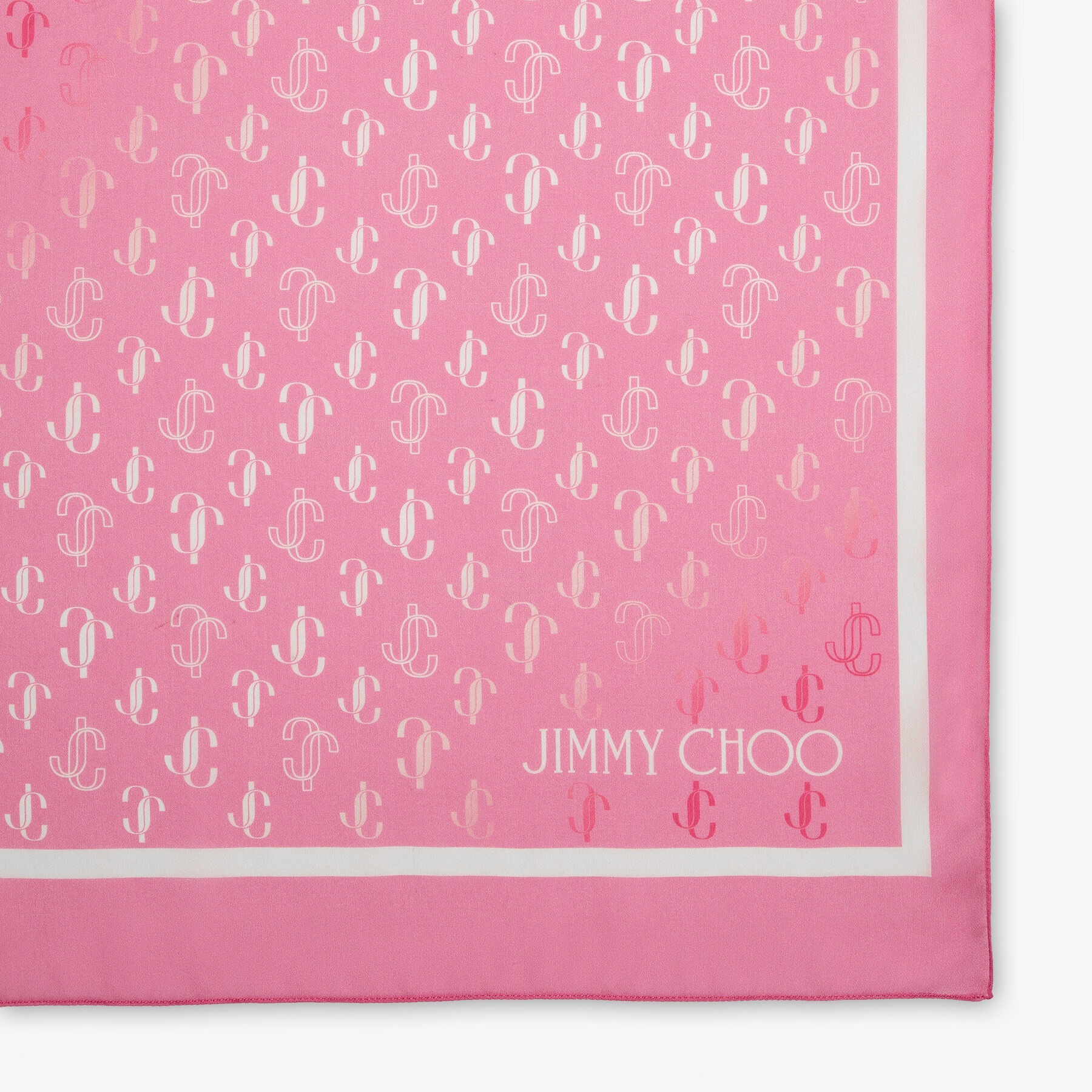 Doris
Candy Pink Silk Stole with Printed JC Monogram - 3
