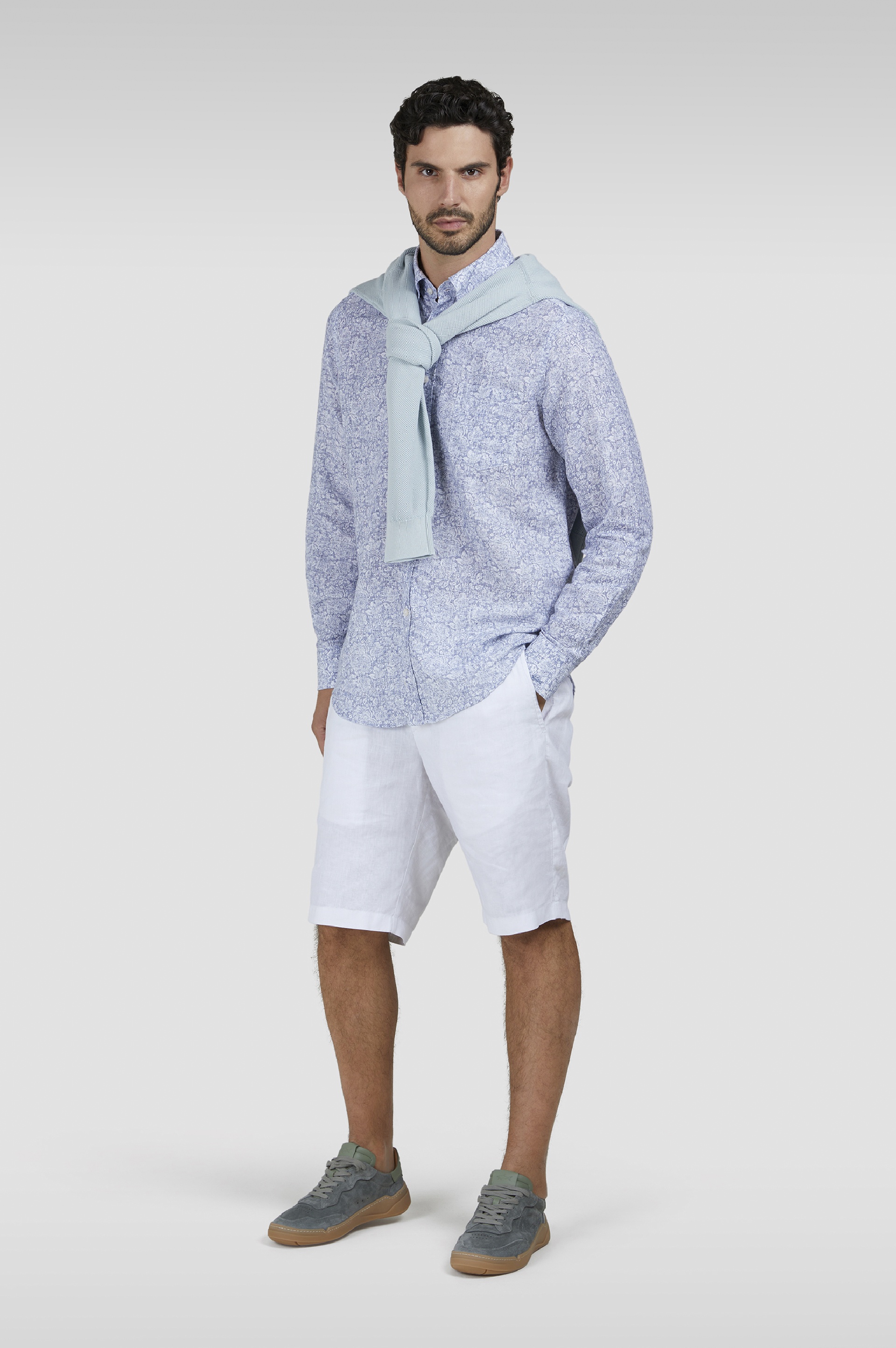 SHIRT IN LINEN AND COTTON WITH LIBERTY PRINT - 2