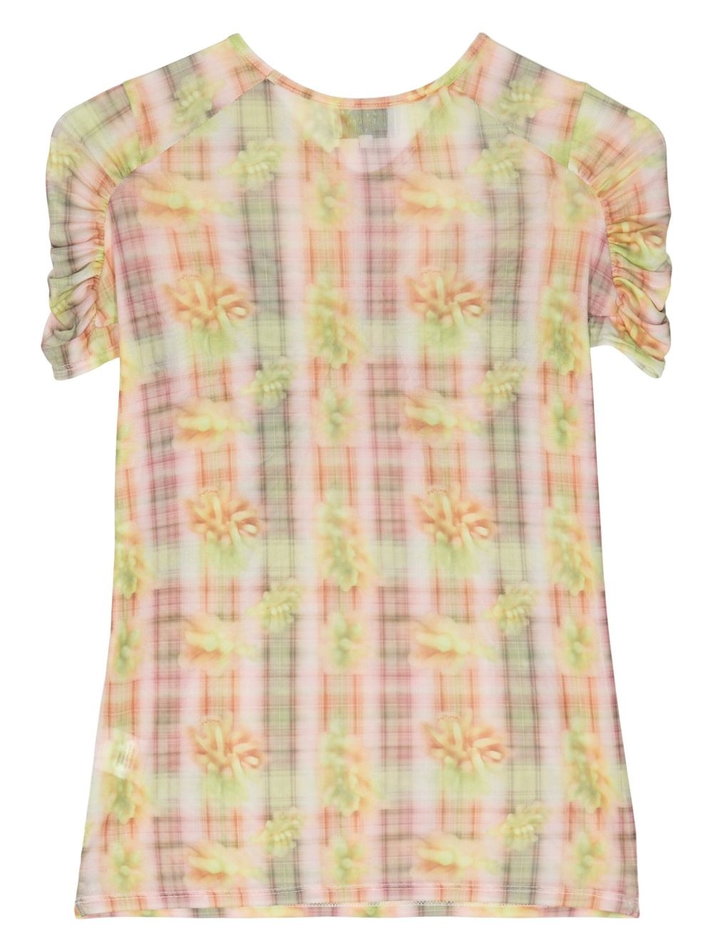 ruched checked mesh top - 2