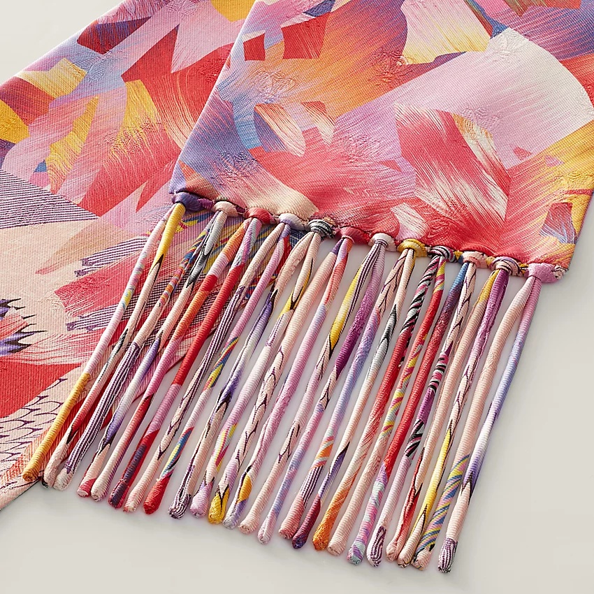 Marble Silk fringed muffler - 3