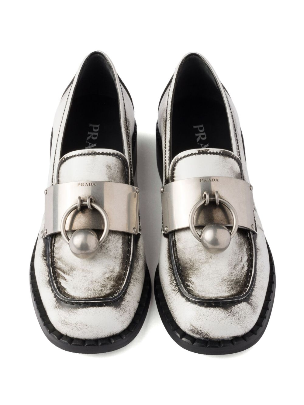 brushed leather loafers - 4