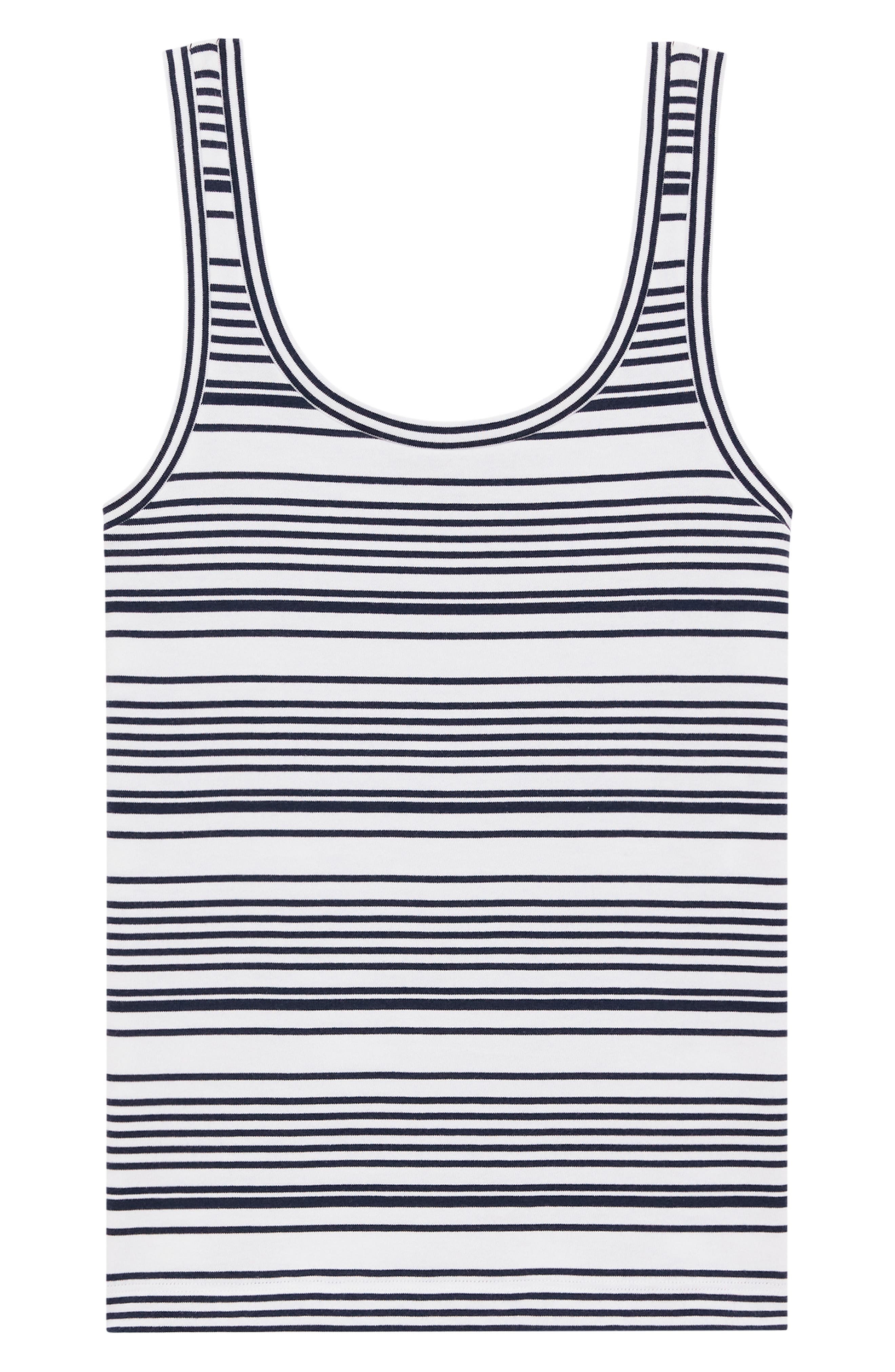 Theory Bram Stripe Pima Cotton Tank in Navy Multi at Nordstrom - 5