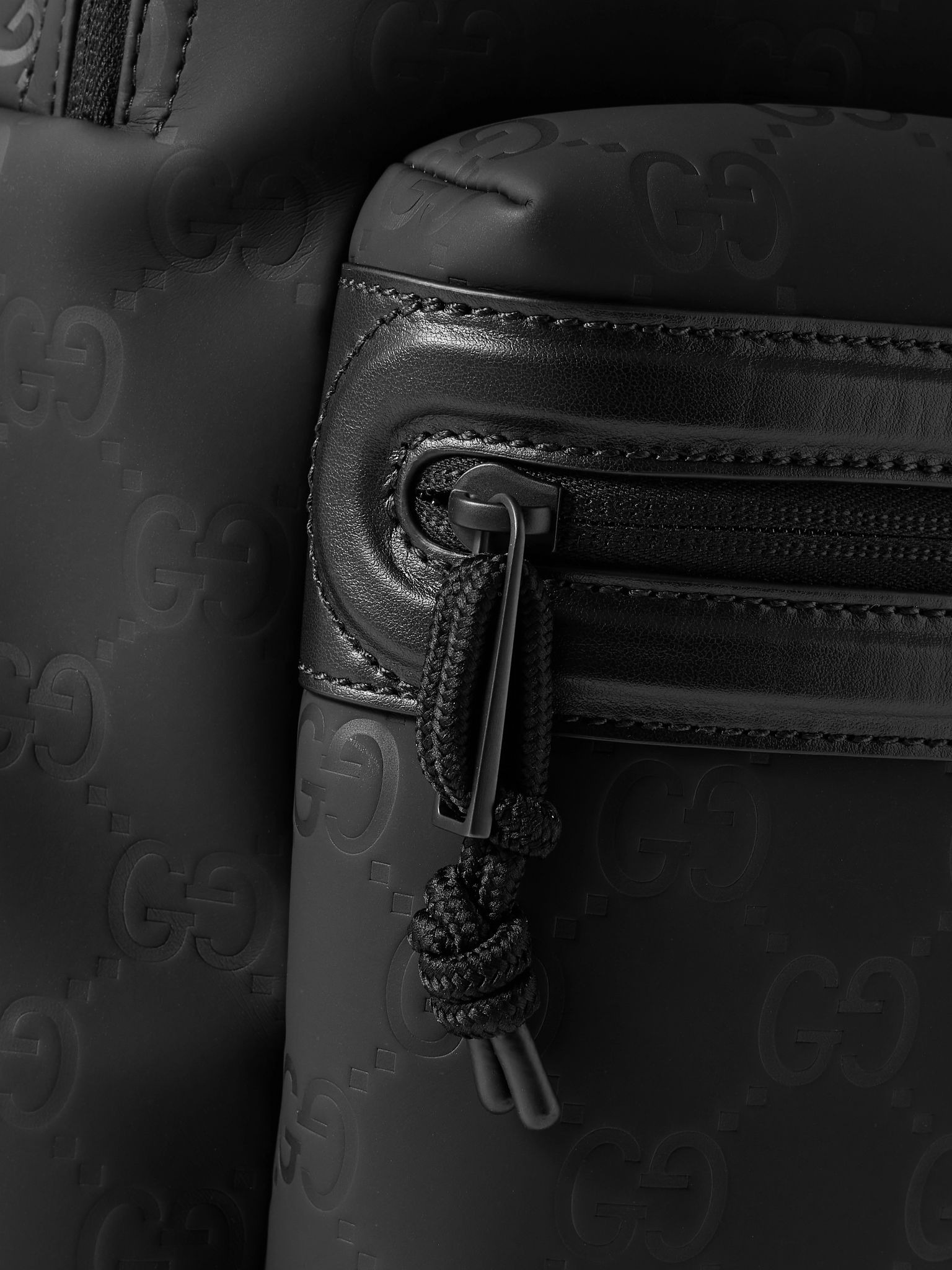 Edge Leather-Trimmed Monogrammed Rubber and Mesh Backpack Black - 4