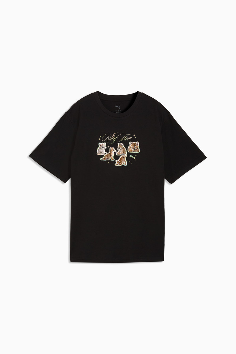 House of Graphics Women's Kitty Sticker Relaxed Tee 1