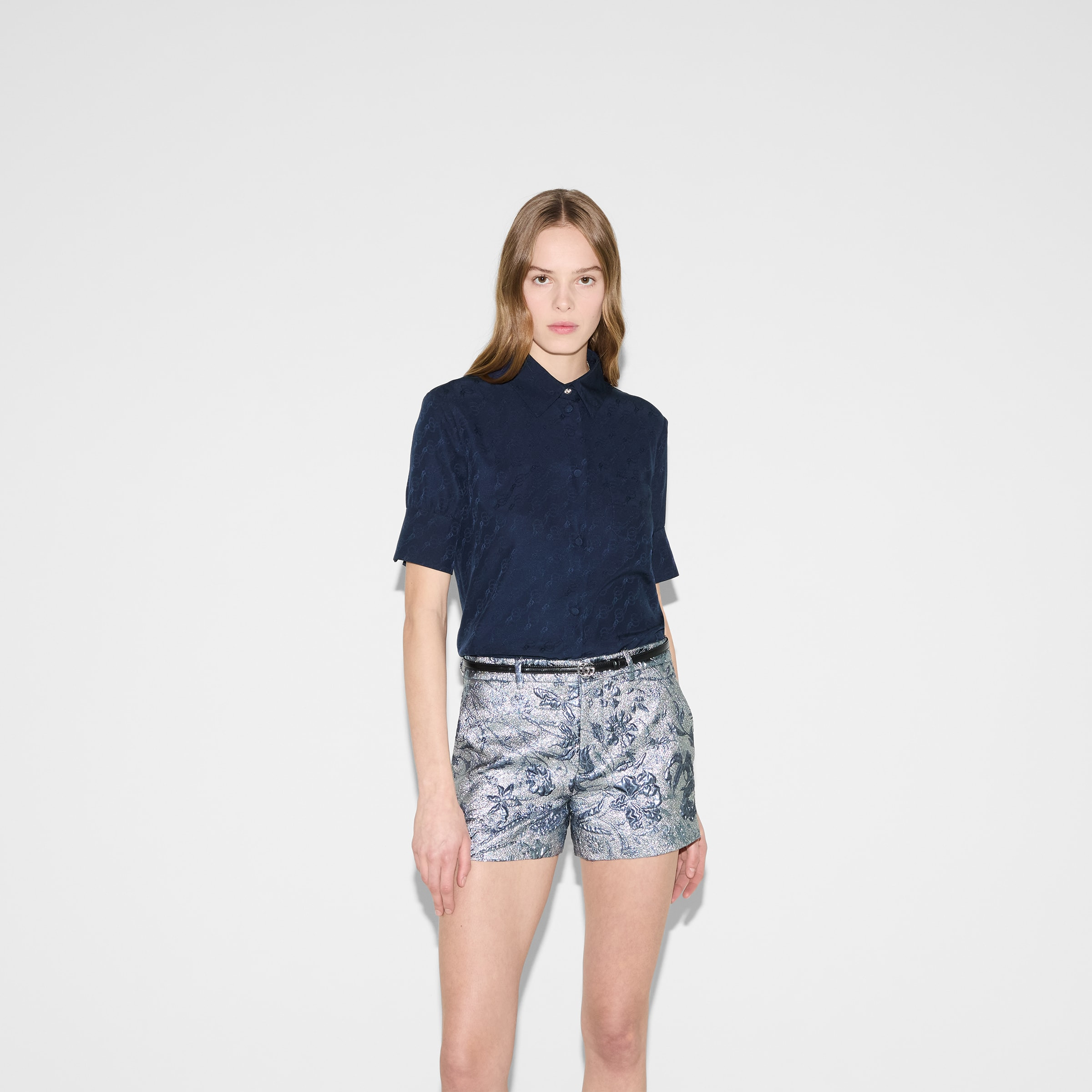 GG and chain silk jacquard shirt - 3