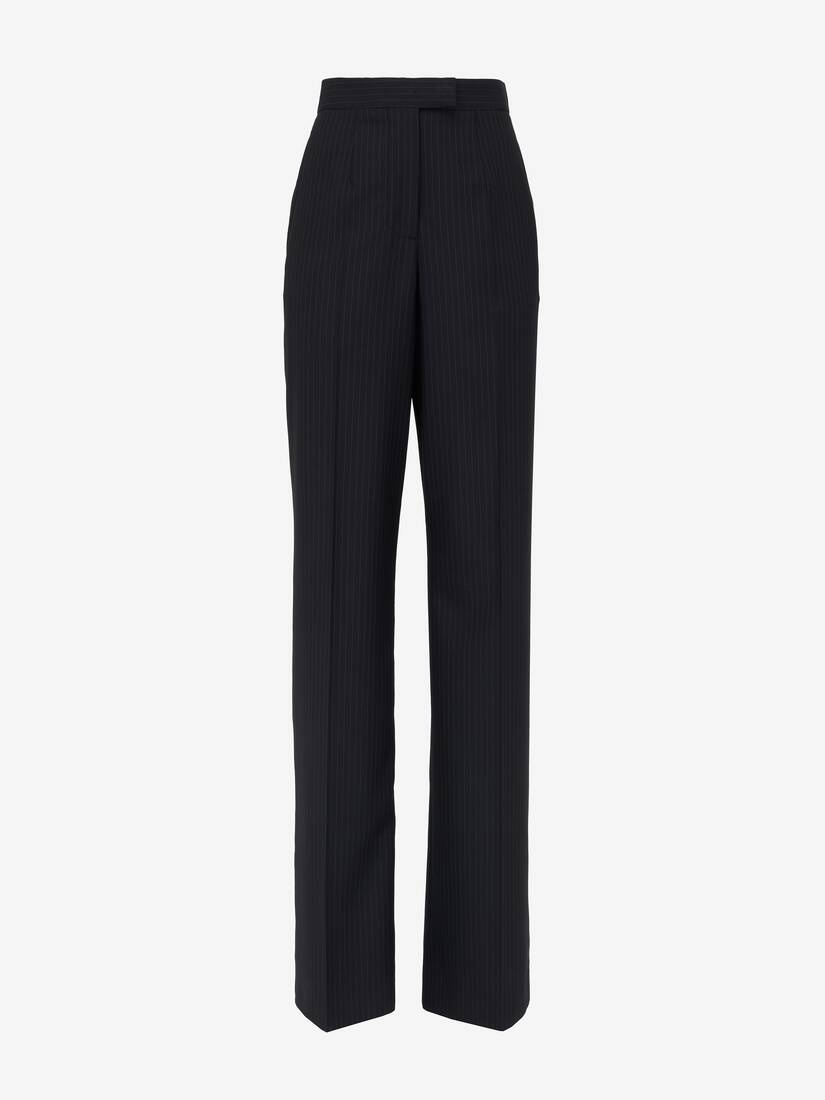 Women's High-waisted Wide Leg Trousers in Navy - 2