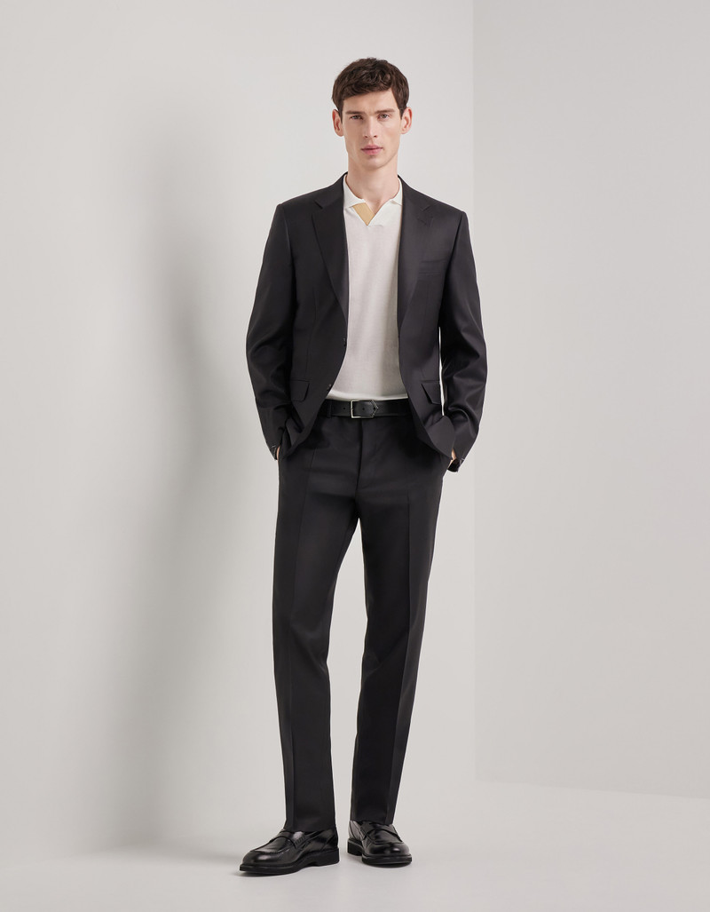 Canali WHITE COTTON MODAL POLO SHIRT WITH LEATHER DETAILS outlook