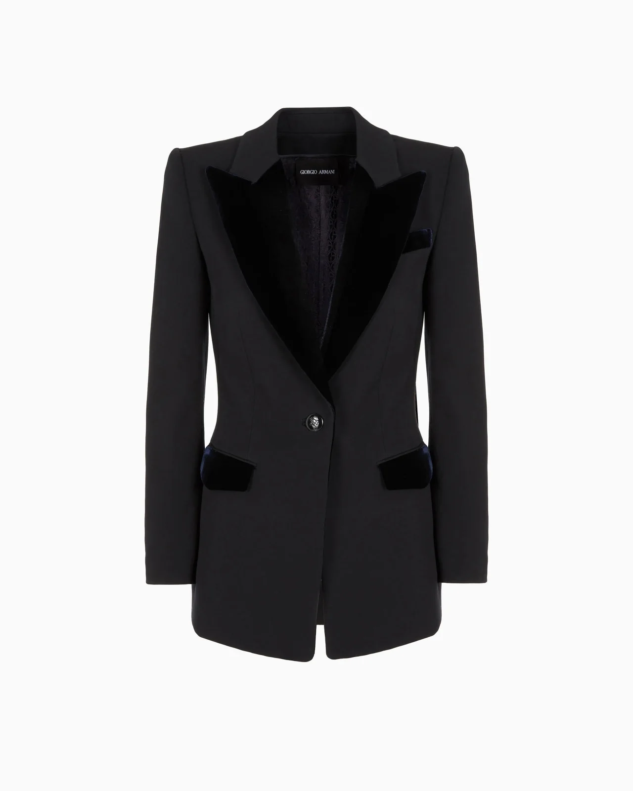 Barathea wool and velvet single-breasted jacket - 1