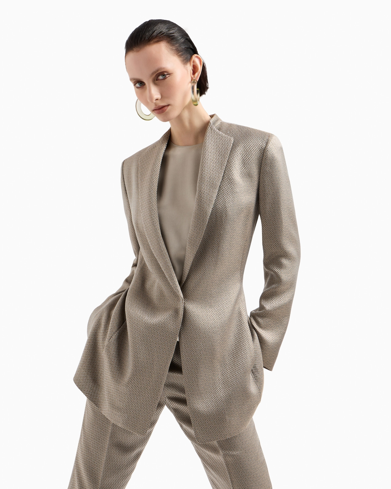 STRAIGHT-CUT JACQUARD VISCOSE AND CUPRO TROUSERS - 5