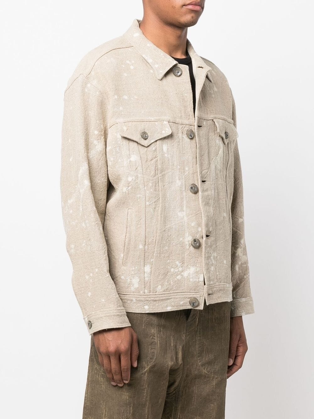 paint-splatter linen jacket - 3