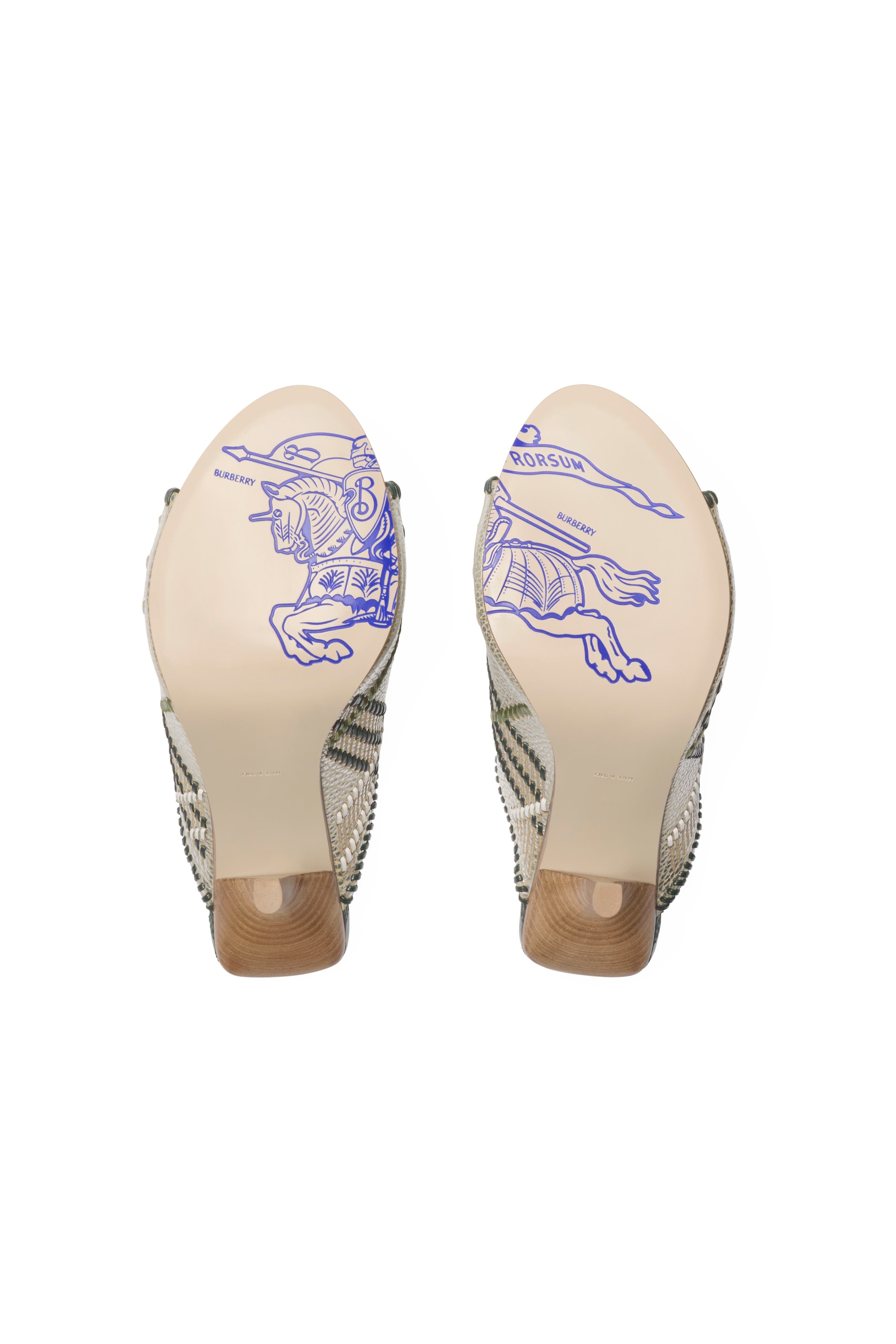 burberry Check Leather Cabana Mules in Cotton at Nordstrom - 6