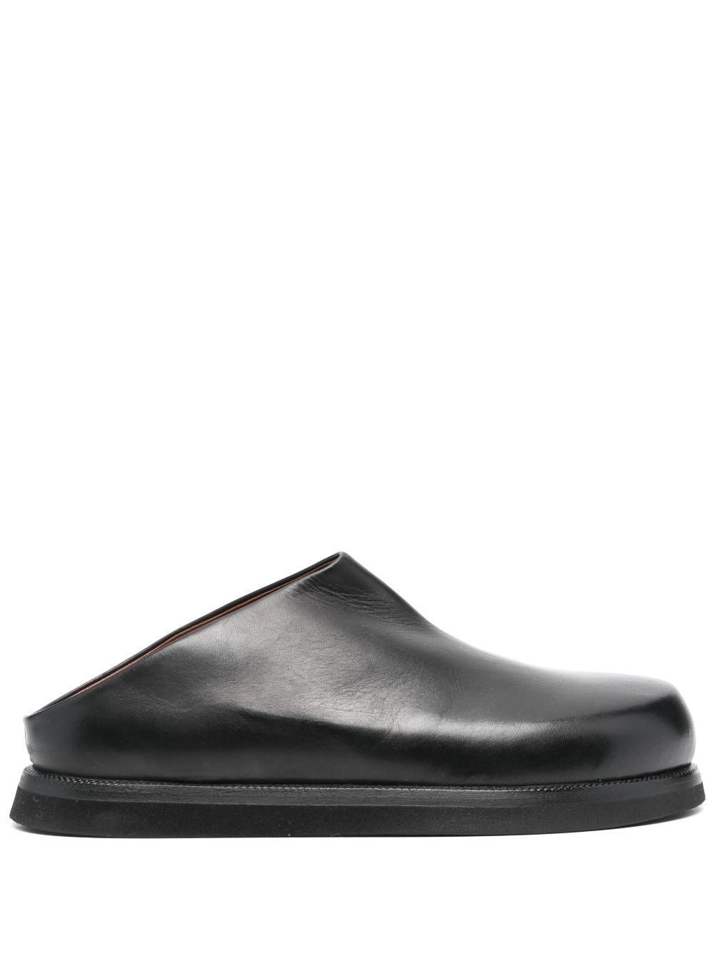 round-toe leather mules - 1