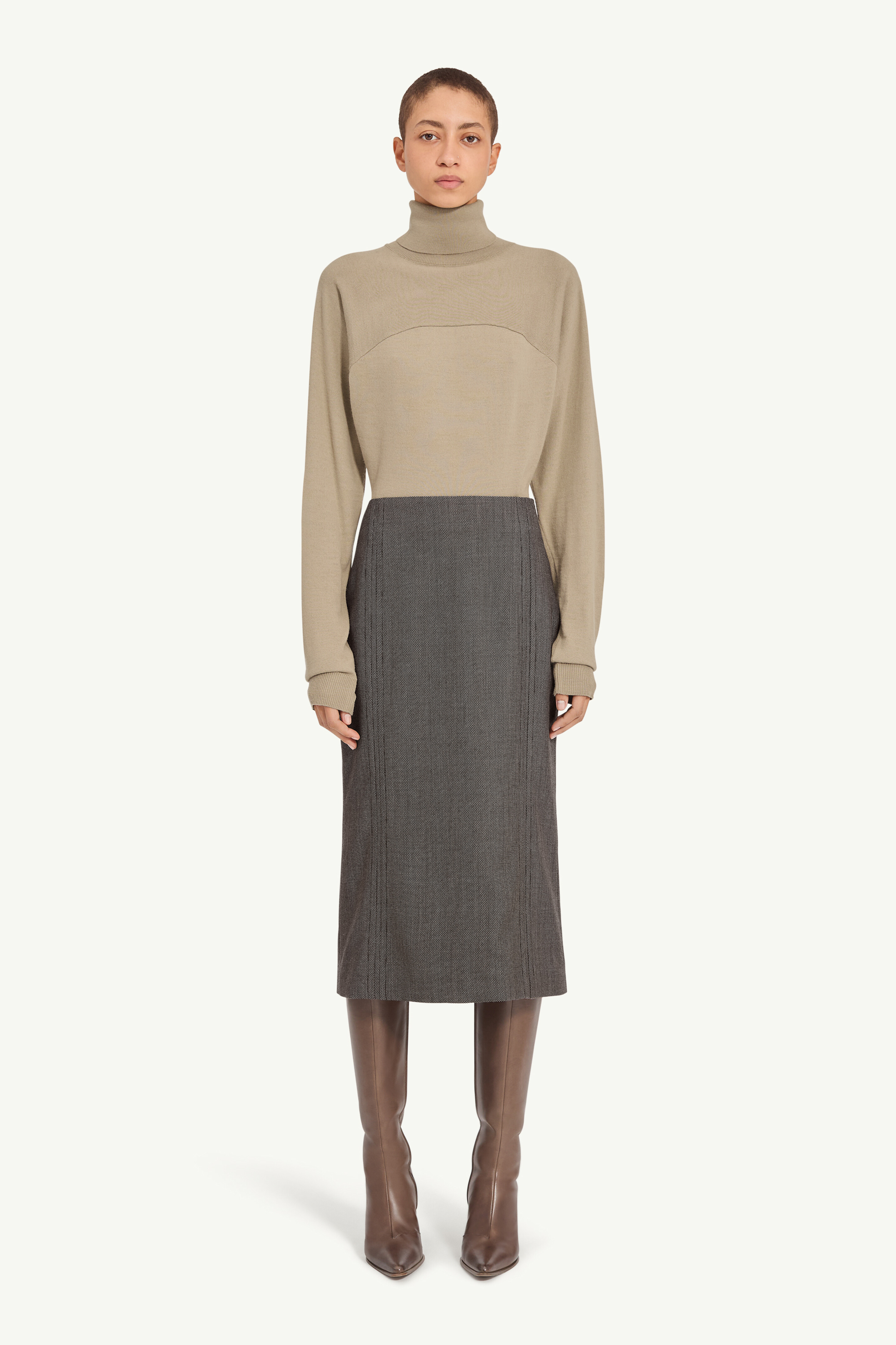 Light tweed midi skirt - 2