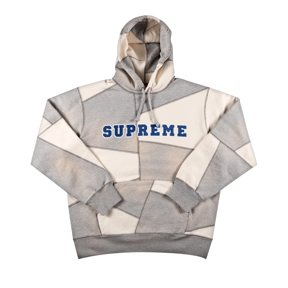 Supreme Patchwork Hooded Sweatshirt 'Heather Grey' - 1