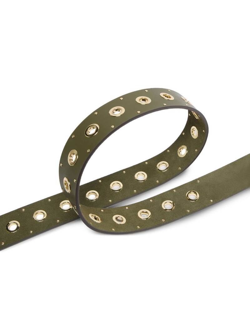 eyeletted buckled leather belt 3