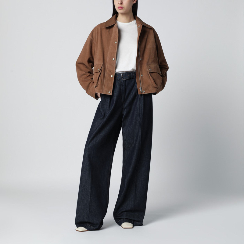 HALFBOY®️ Short mocha suede leather jacket outlook