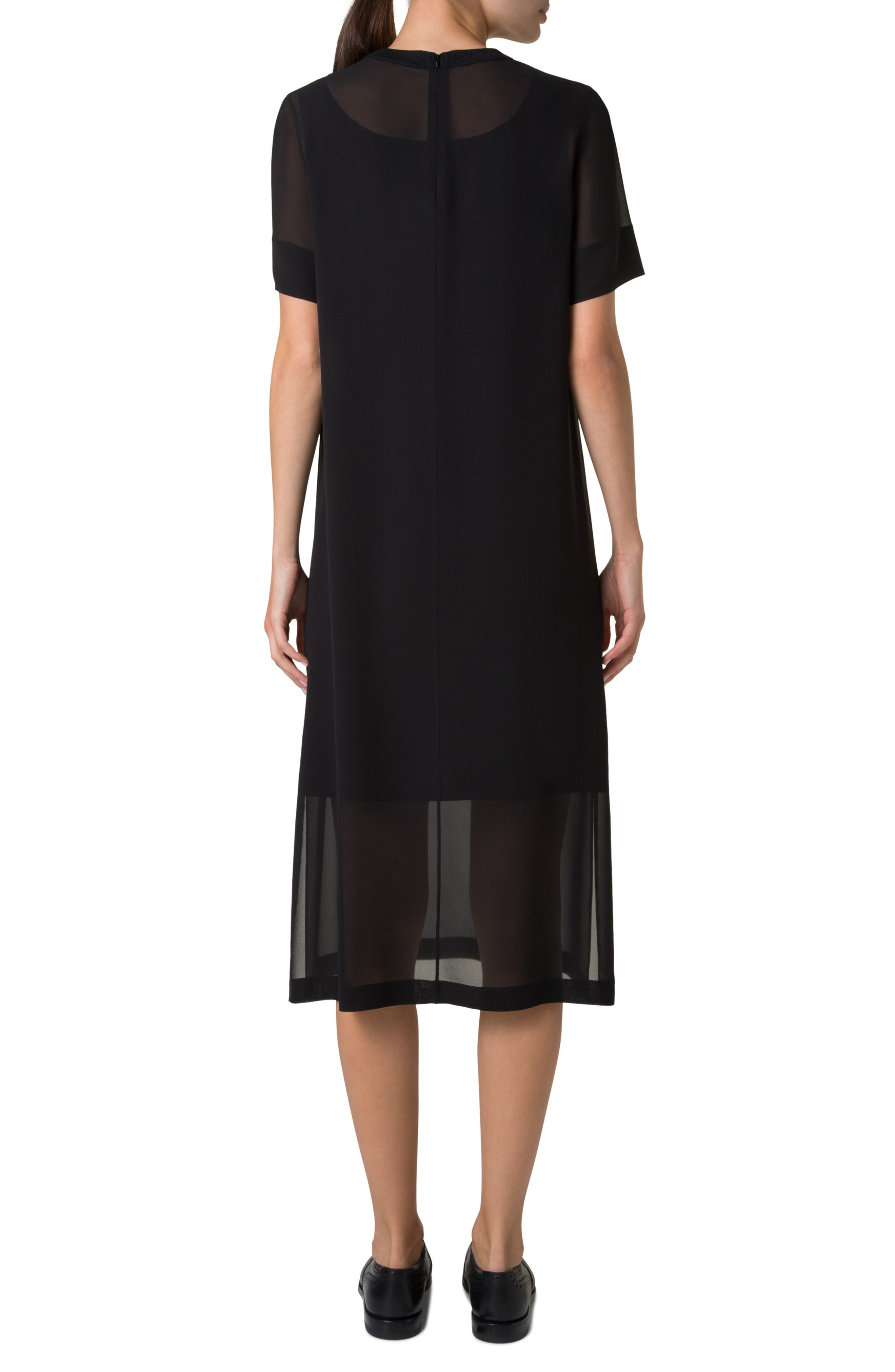 Akris Sheer Silk Georgette Shift Dress in Black at Nordstrom - 2