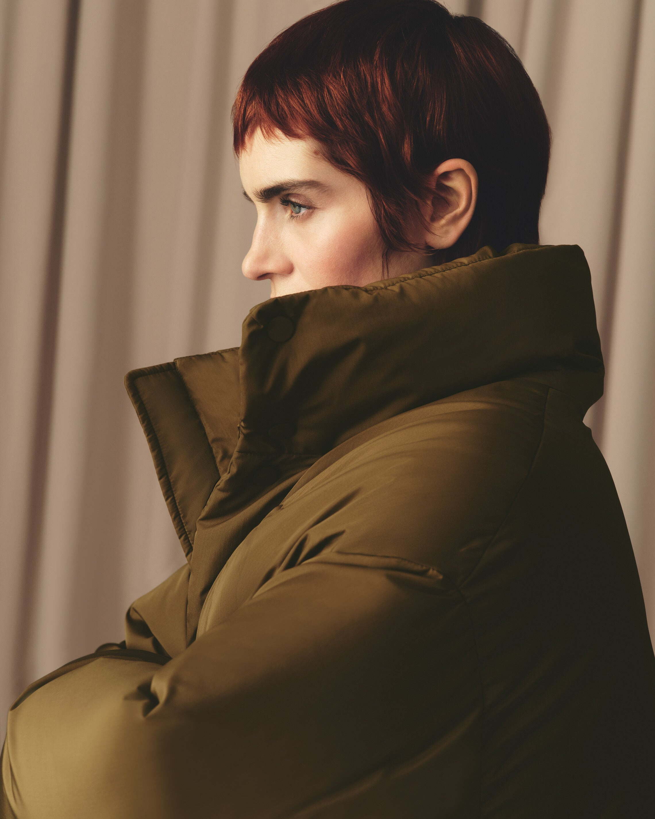 GREEN TAFFETAS  AMI DE COEUR DOWN JACKET - 7