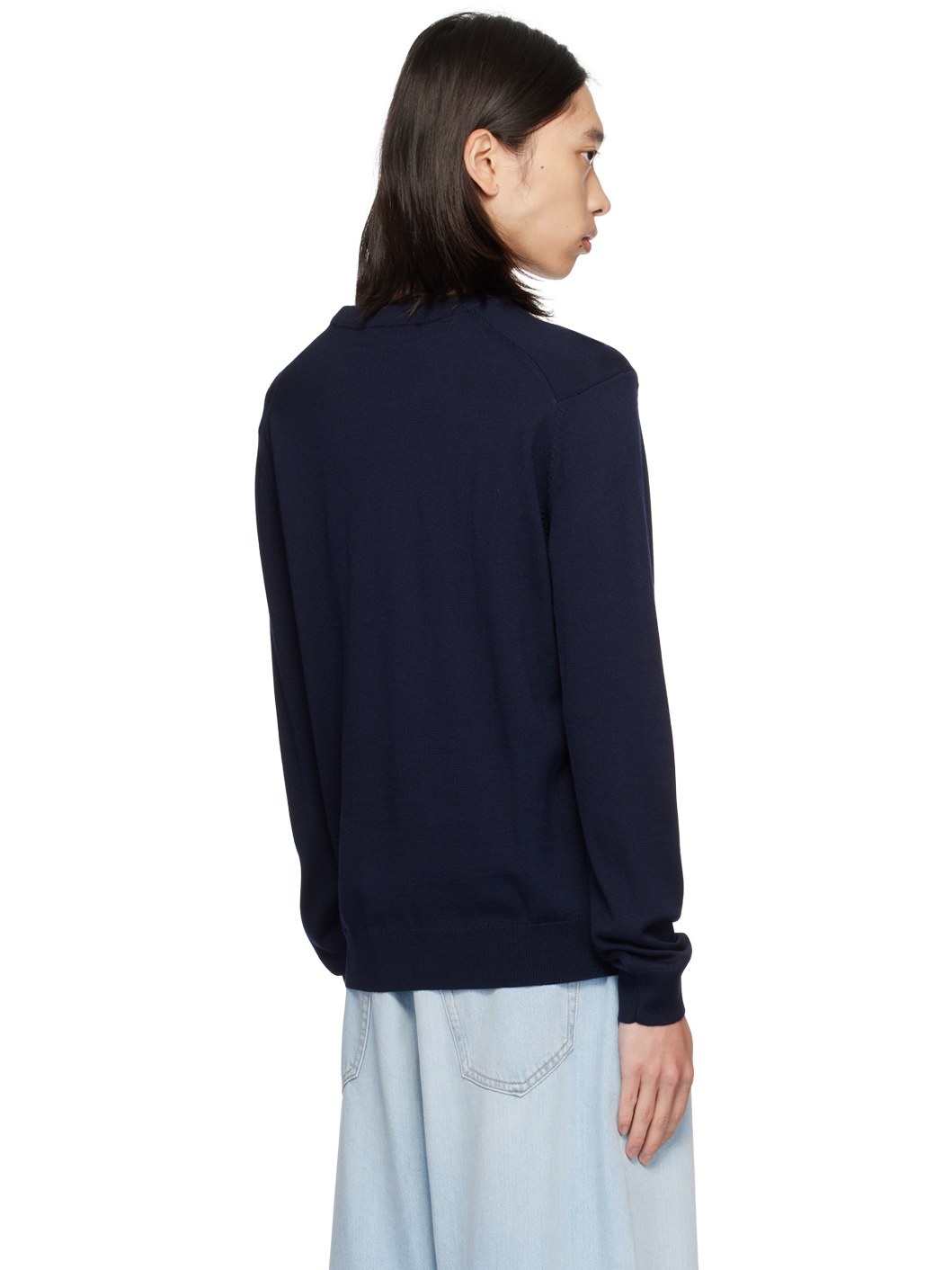 Navy Bold Fox Head Sweater - 3