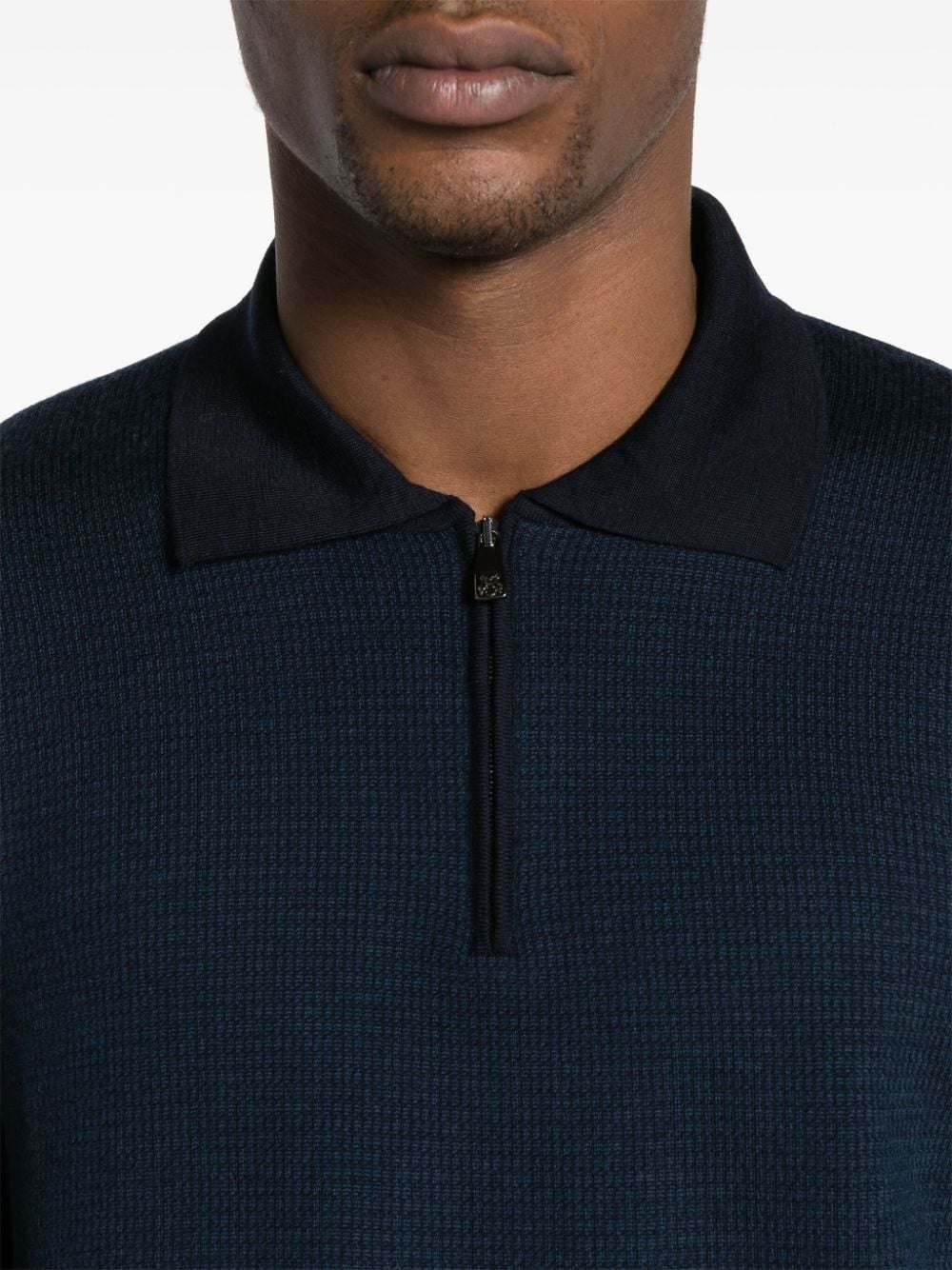 half-zip virgin wool polo shirt - 5