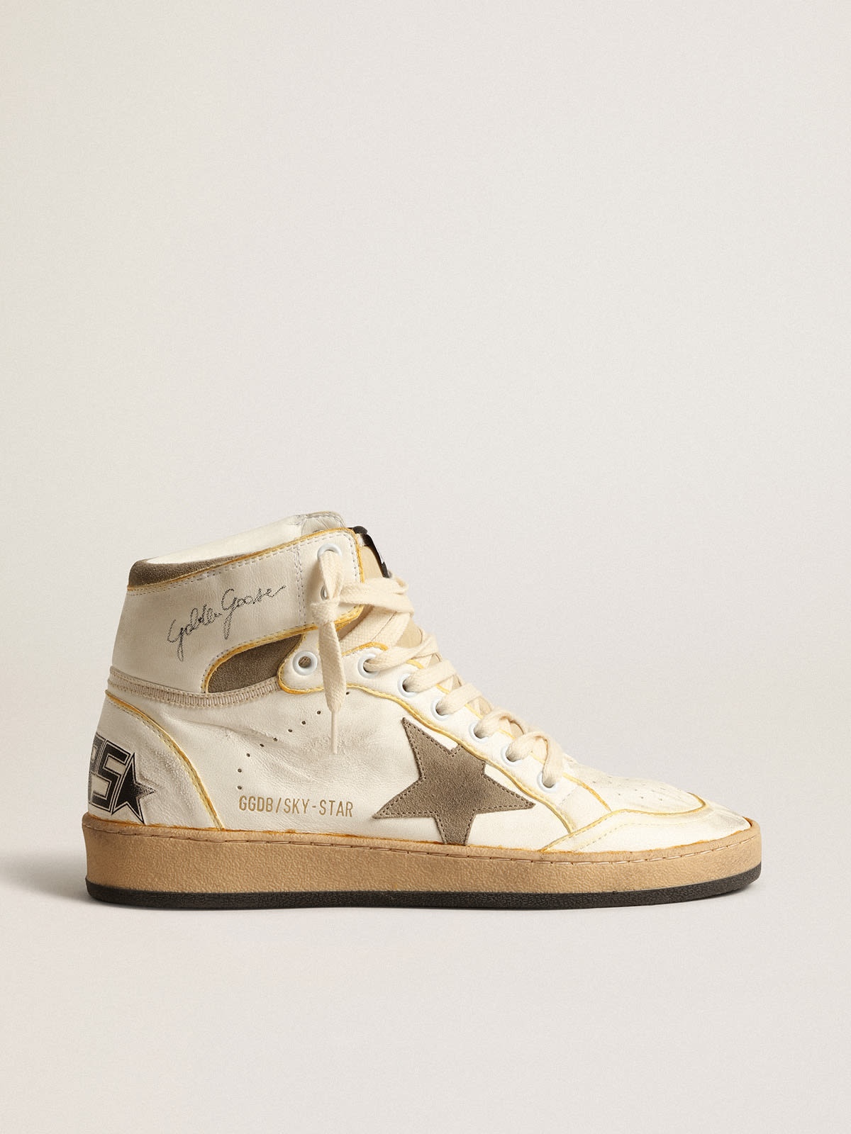 Men’s Sky-Star in white nappa leather with dove-gray suede star - 1