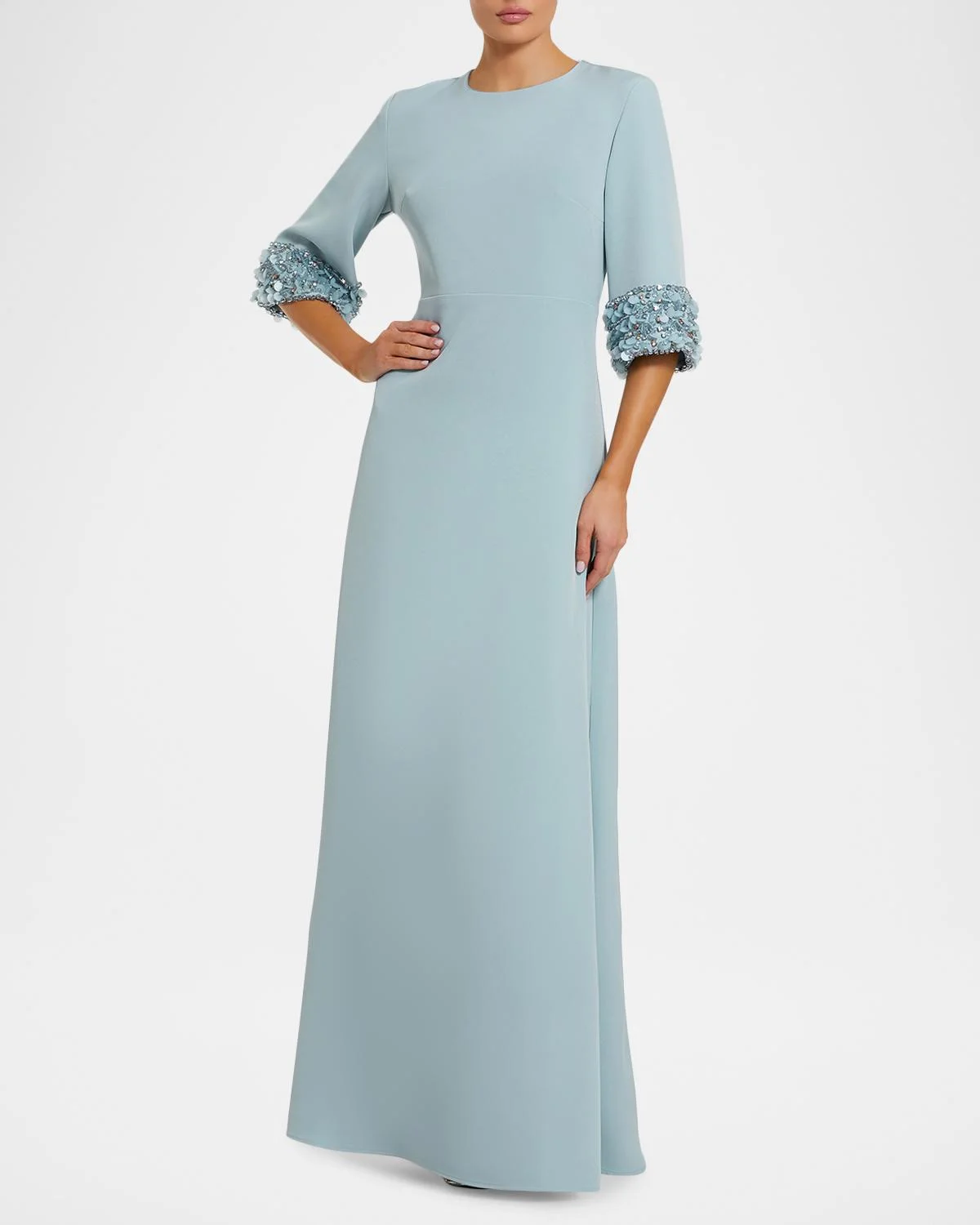 Crystal & Sequin-Embellished Crepe Gown - 1