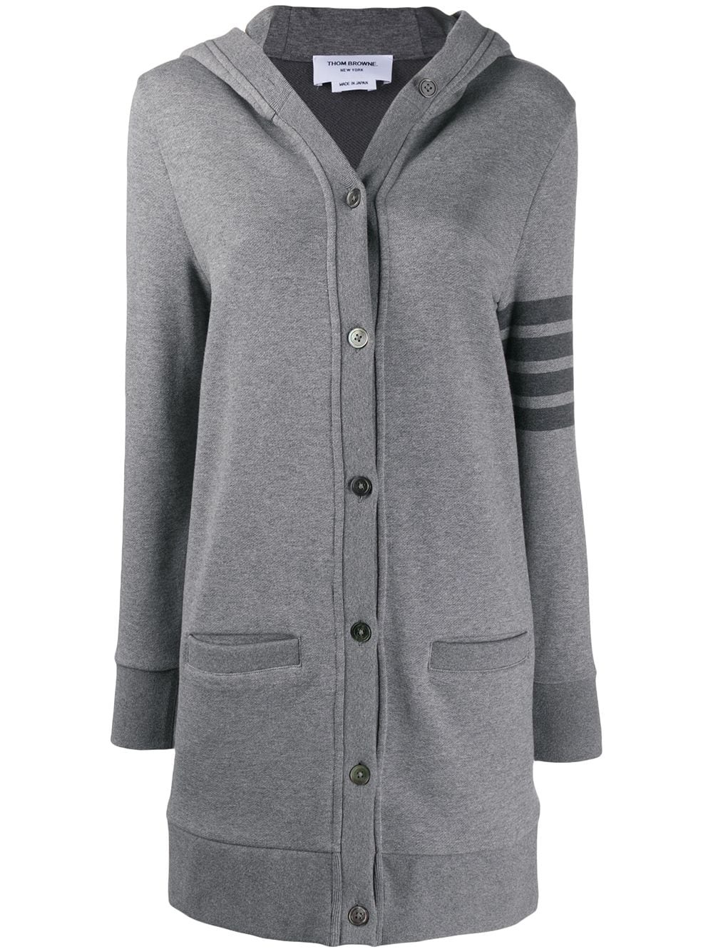 4-Bar stripe hooded cardi-coat - 1