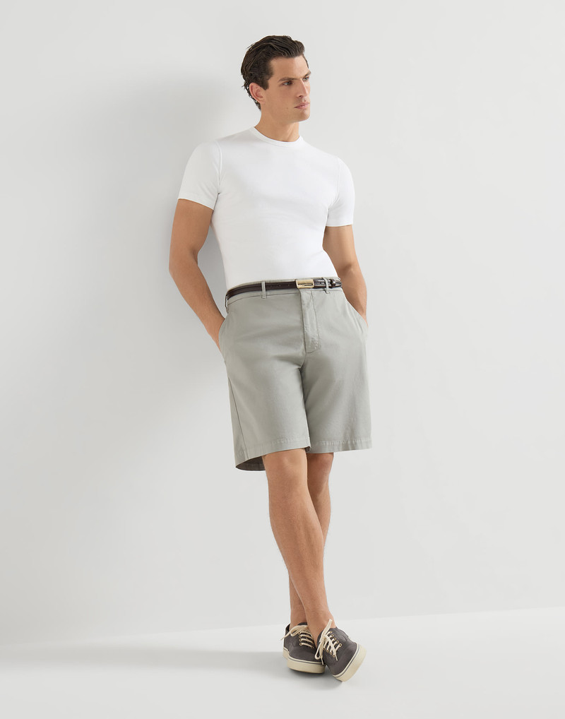 Garment-dyed Bermuda shorts in American Pima cotton comfort gabardine 5