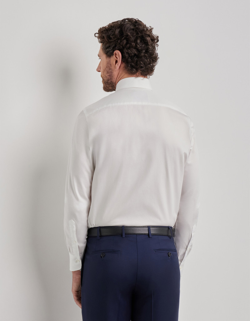 IMPECCABILE REGULAR FIT SHIRT IN WHITE COTTON 3